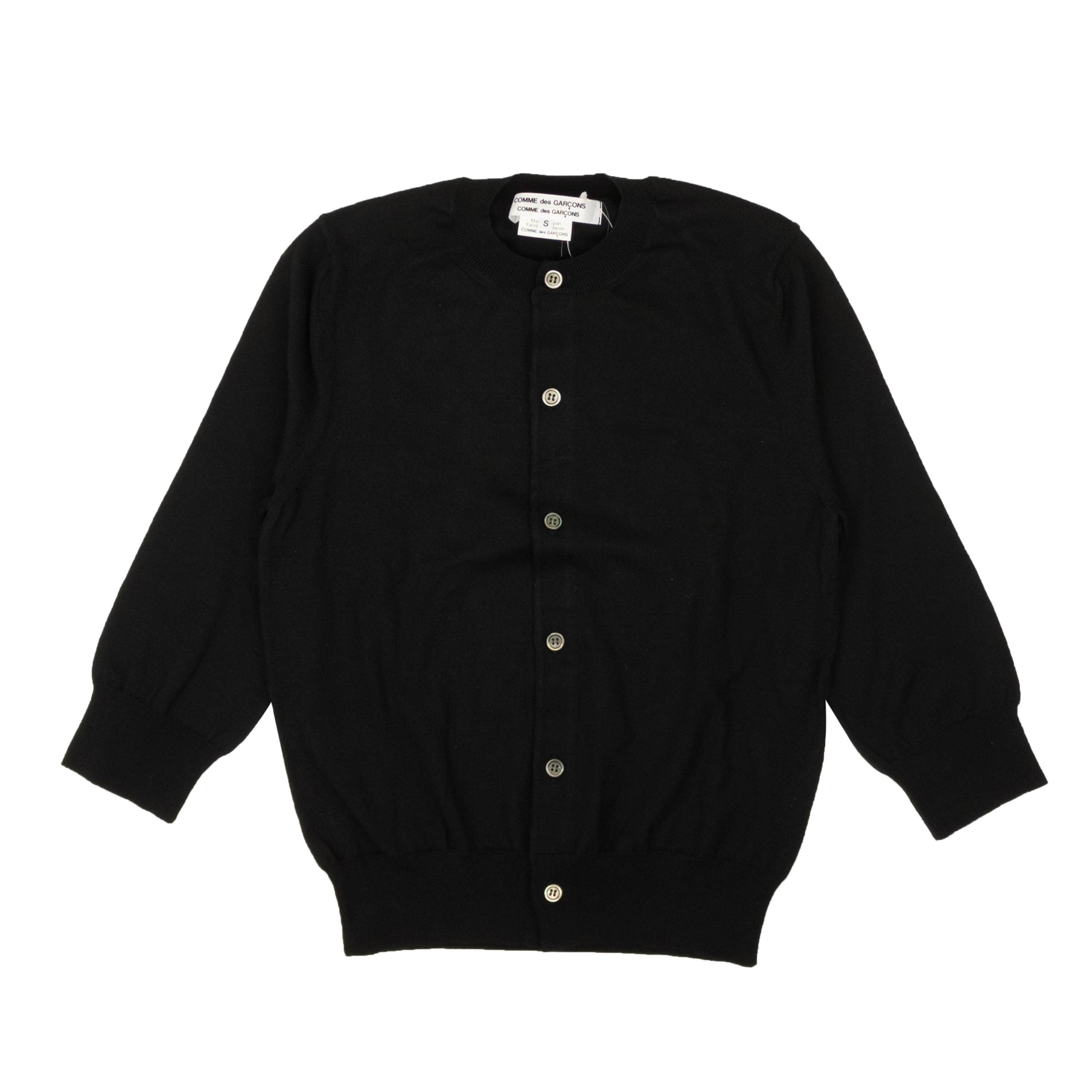 Comme Des Garcons 95-CDG-1017/S NWT COMME DES GARCONS Black Knit Button Up Cardigan Size S $500 95-CDG-1017/S