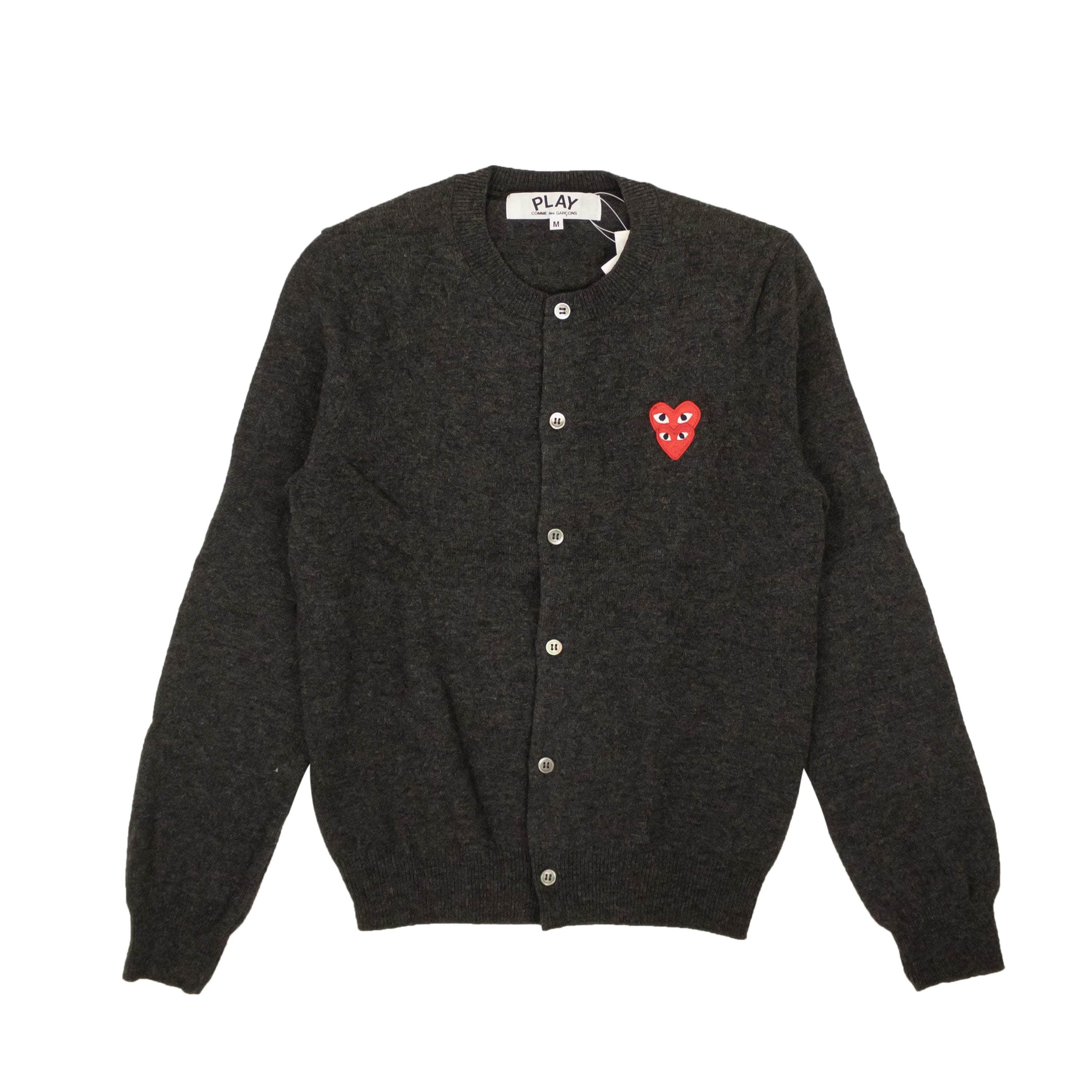 Comme Des Garcons Play 250-500, channelenable-all, chicmi, couponcollection, gender-womens, main-clothing, size-m, womens-cardigans M Black Knit Heart Oxford Cardigan 95-CDP-1064/M 95-CDP-1064/M
