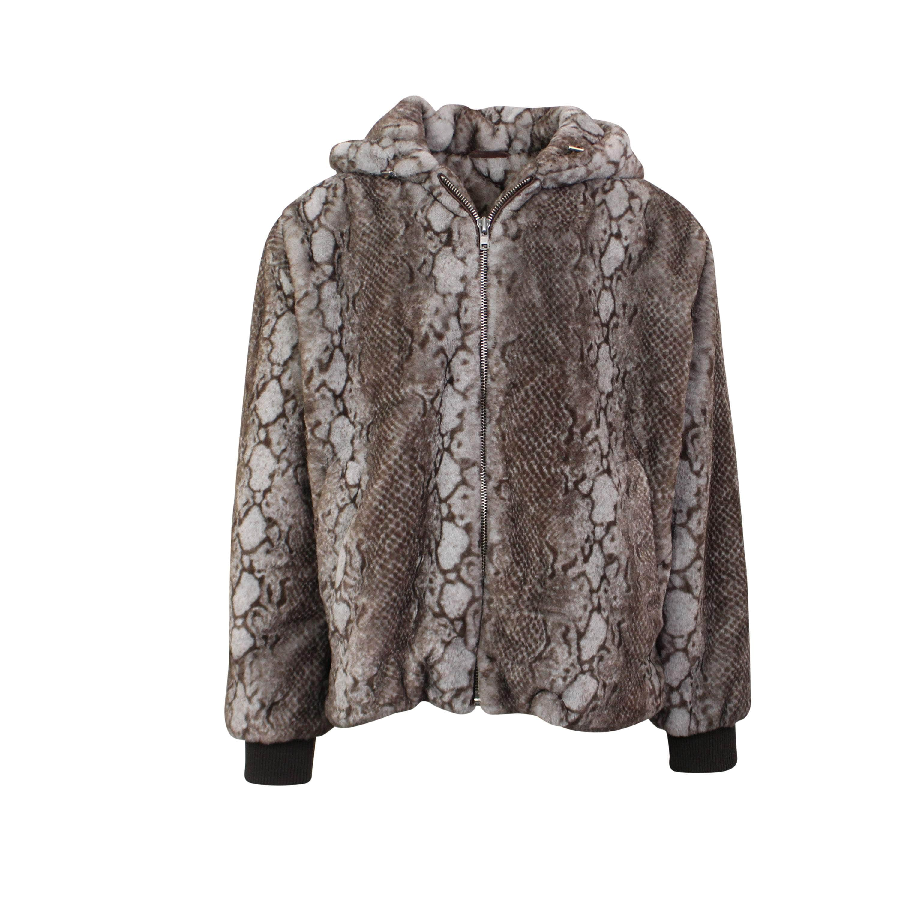 ECOPEL 95-EPL-1002/M NWT ECOPEL BROWN SNAKE FAUX FUR ZIP HOODIE Size M $395 95-EPL-1002/M