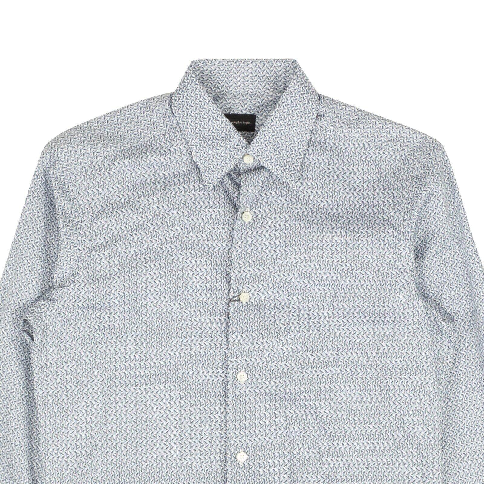 Ermenegildo Zegna 250-500, channelenable-all, chicmi, couponcollection, gender-mens, main-clothing, mens-shoes, size-s S Blue Print Dress Shirt 95-ZGN-1013/S 95-ZGN-1013/S