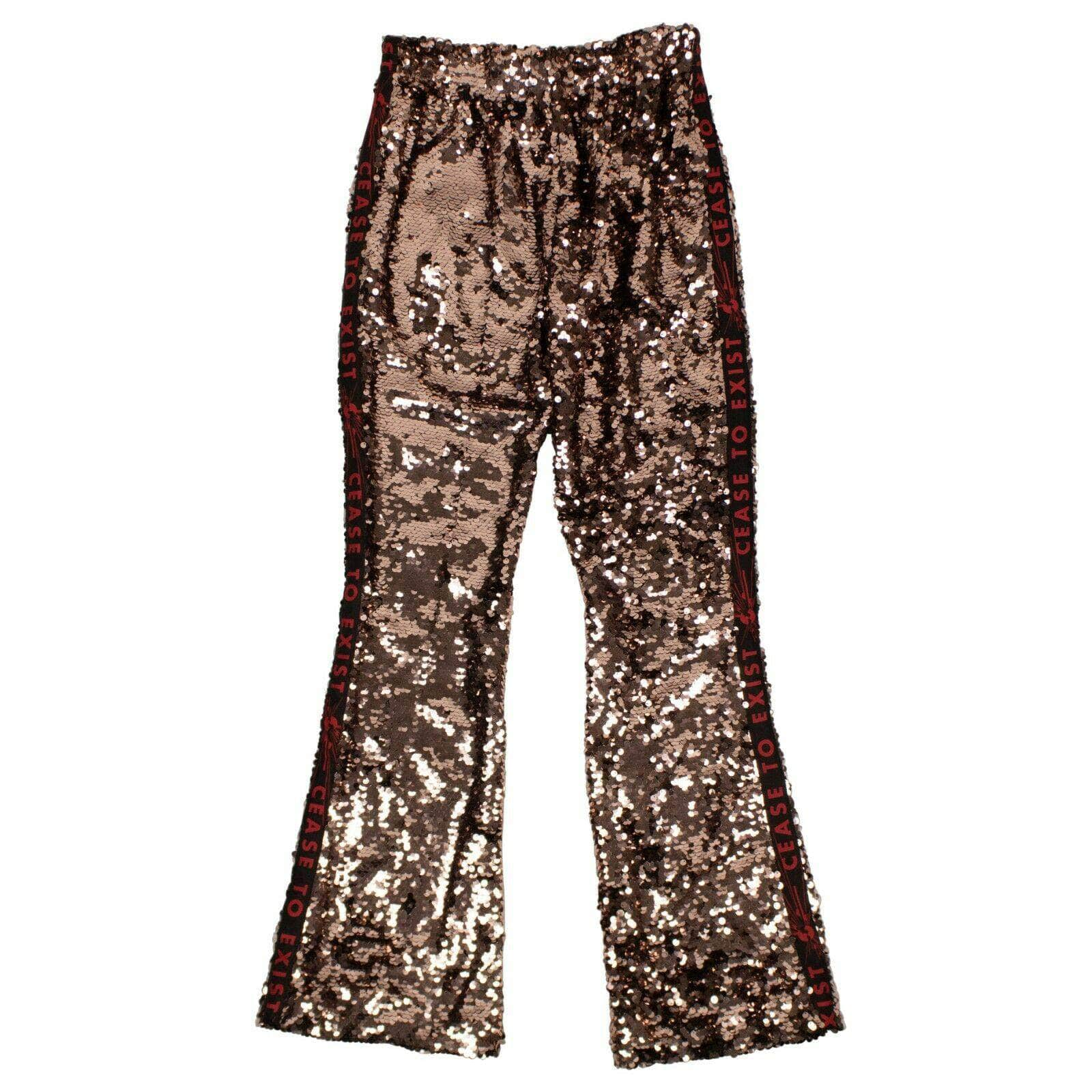 Faith Connexion 69LE-1708/S NWT FAITH CONNEXION Copper Sequin Side Logo Flared Track Pants Size S $1259 69LE-1708/S