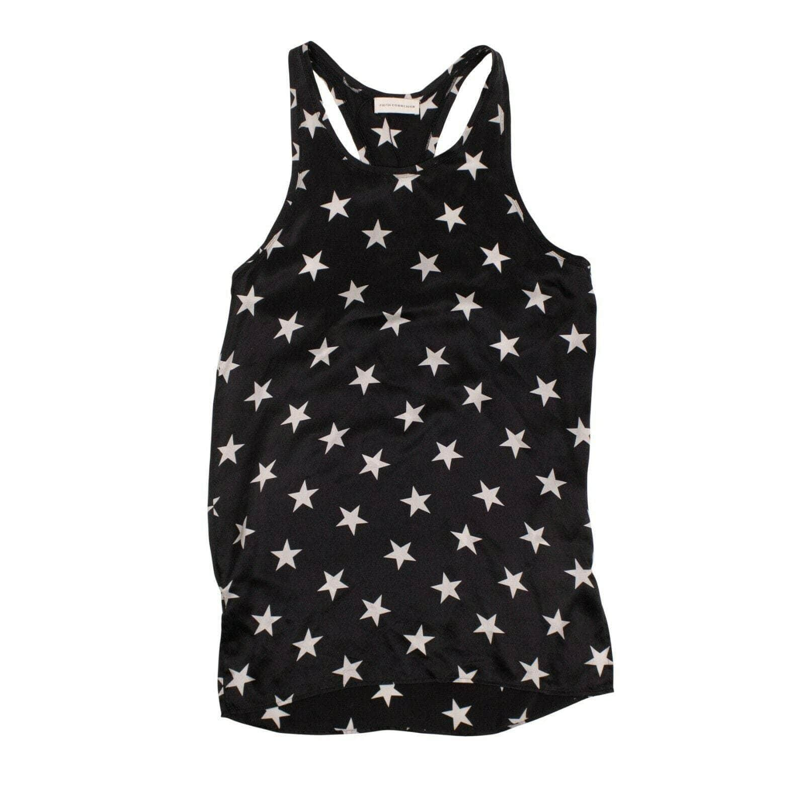 Faith Connexion 69LE-1713/M NWT FAITH CONNEXION Black And White Silk Star Print Tank Top Shirt Size M $350 69LE-1713/M