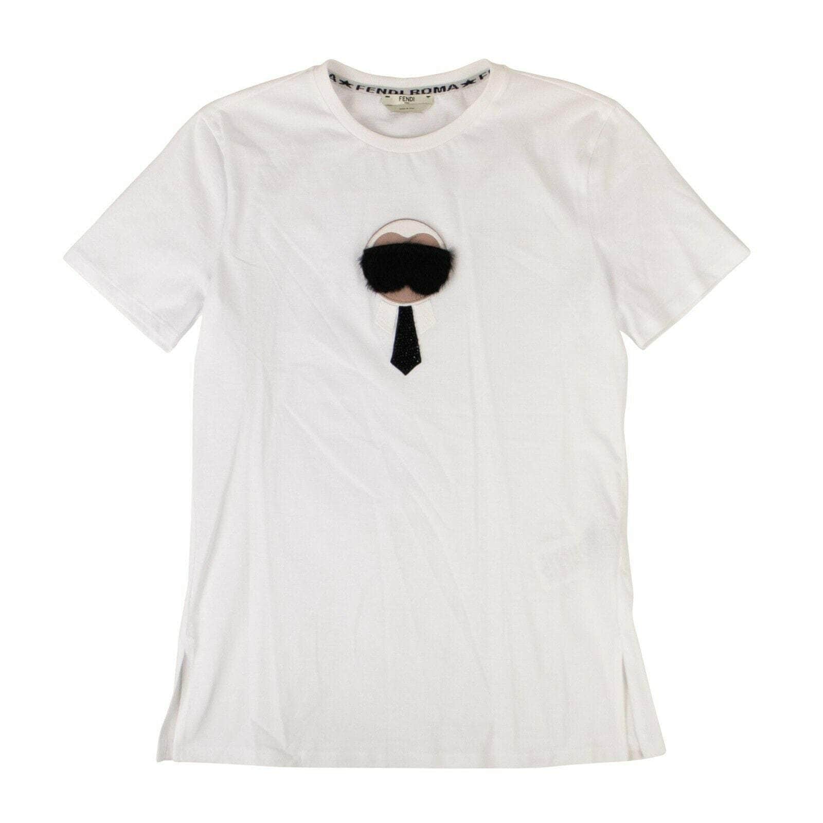 Fendi 250-500, chicmi, couponcollection, fendi, gender-womens, july4th, main-clothing, sale-enable, size-s, size-xs, size-xxs, t-shirt FENDI x KARL LAGERFELD Cotton 'Karl Monster' T-Shirt - White