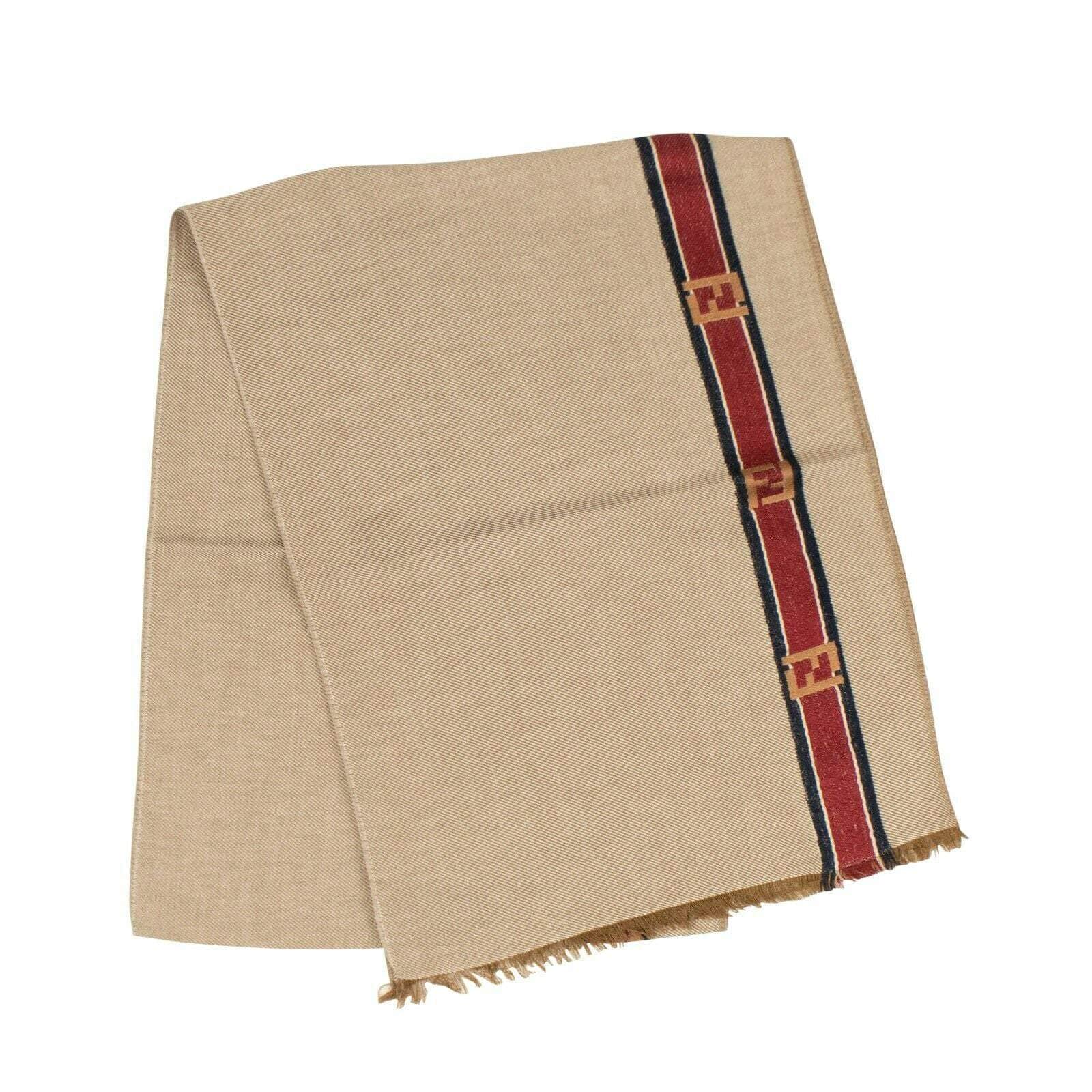 Fendi 500-750, couponcollection, fendi, gender-womens, main-accessories, Scarf, womens-aaccessories Cotton/Silk 'Logo Stripe' Scarf - Camel 75LE-1538 75LE-1538