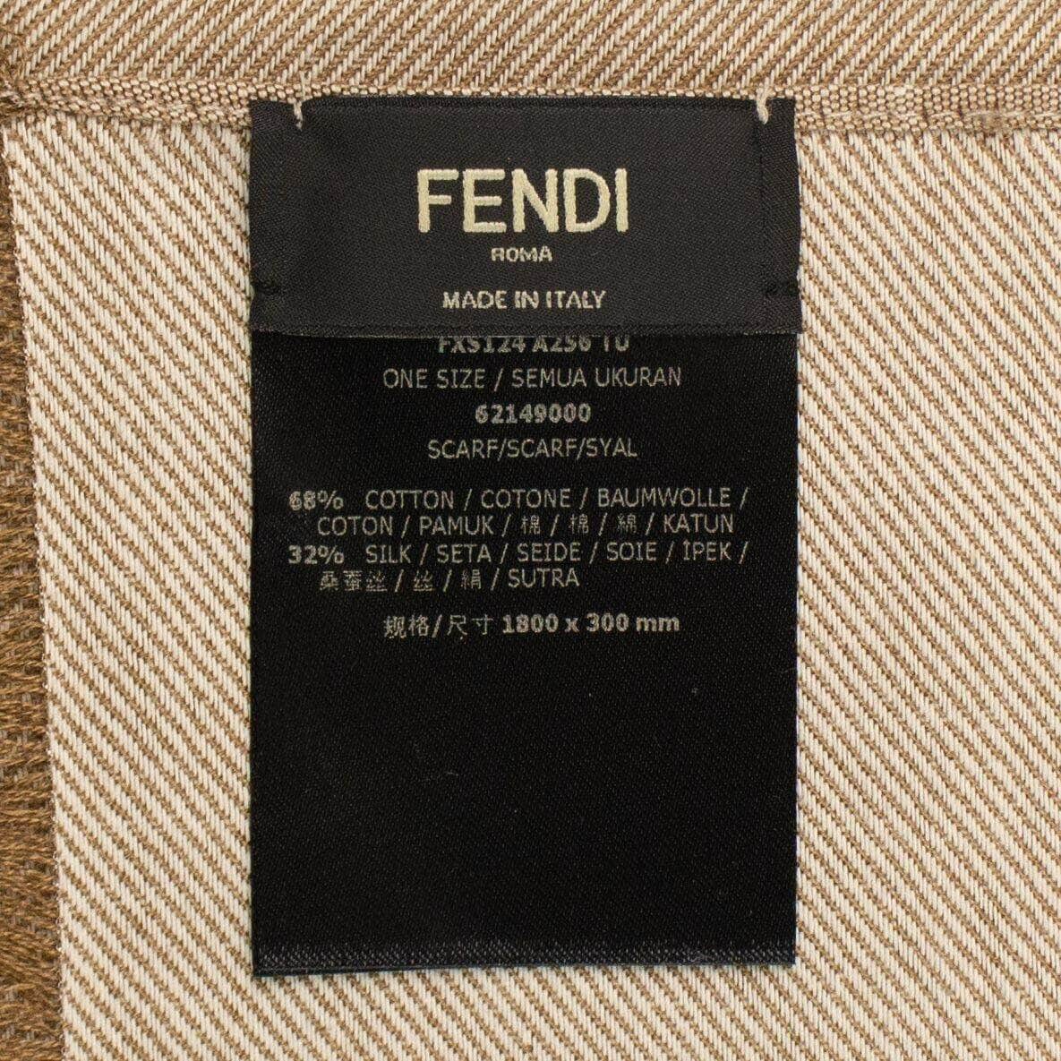 Fendi 500-750, couponcollection, fendi, gender-womens, main-accessories, Scarf, womens-aaccessories Cotton/Silk 'Logo Stripe' Scarf - Camel 75LE-1538 75LE-1538