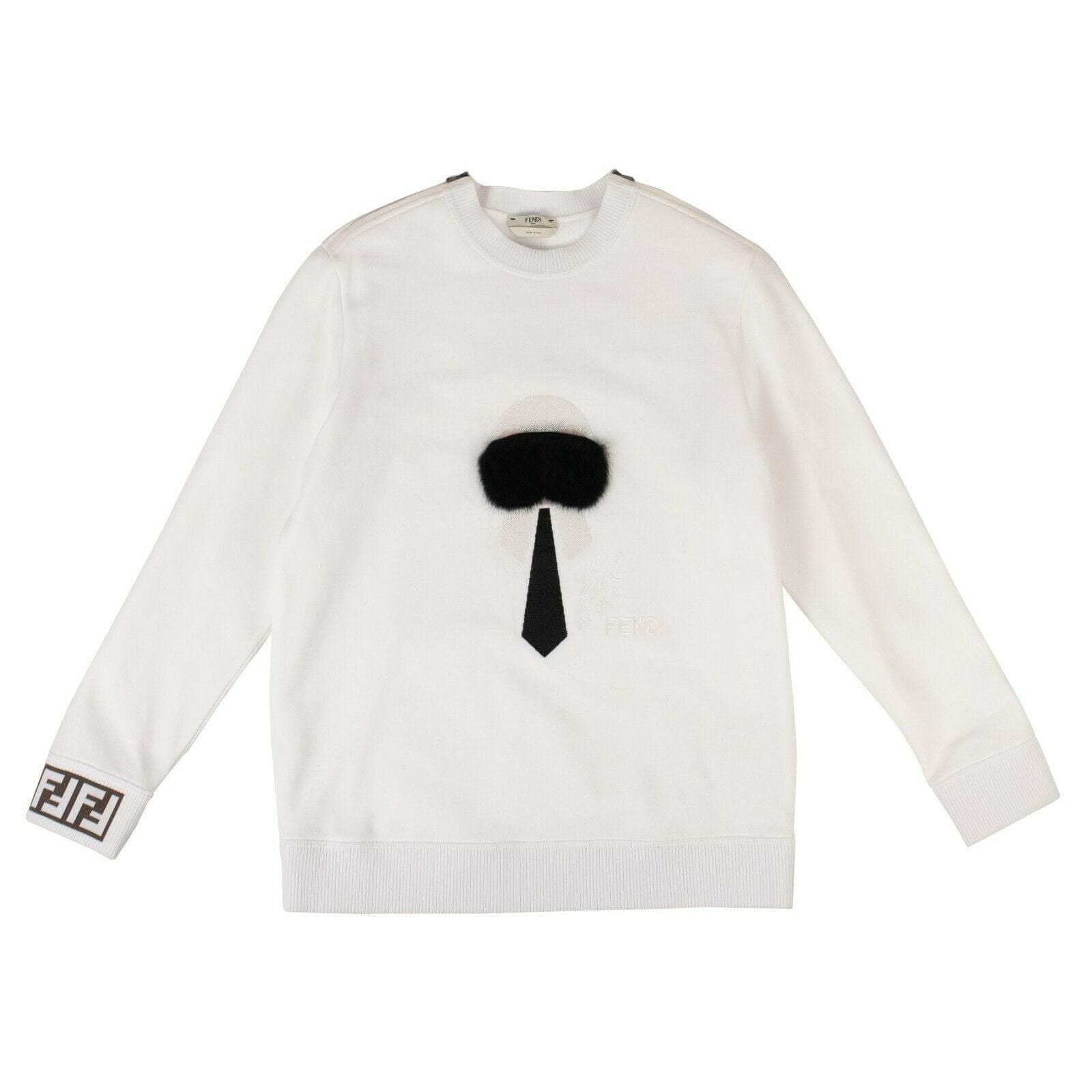 Fendi 75LE-1317/S NWT FENDI x KARL LAGERFELD White Cotton 'Karl Monster' Sweatshirt Size S $1755 75LE-1317/S