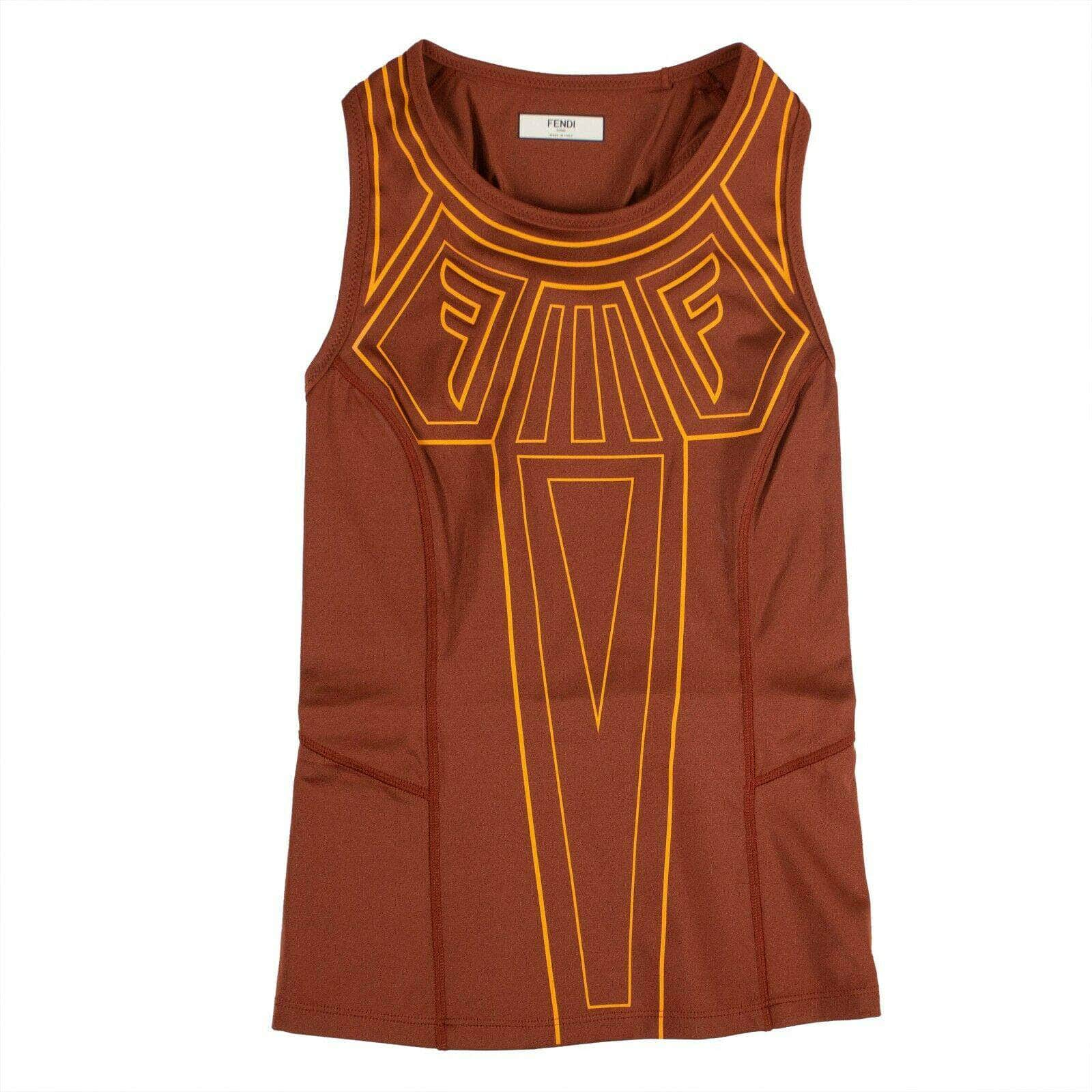 Fendi 75LE-1632/38 NWT FENDI Orange Graphic Logo Tank Top Size 0/38 $635 75LE-1632/38