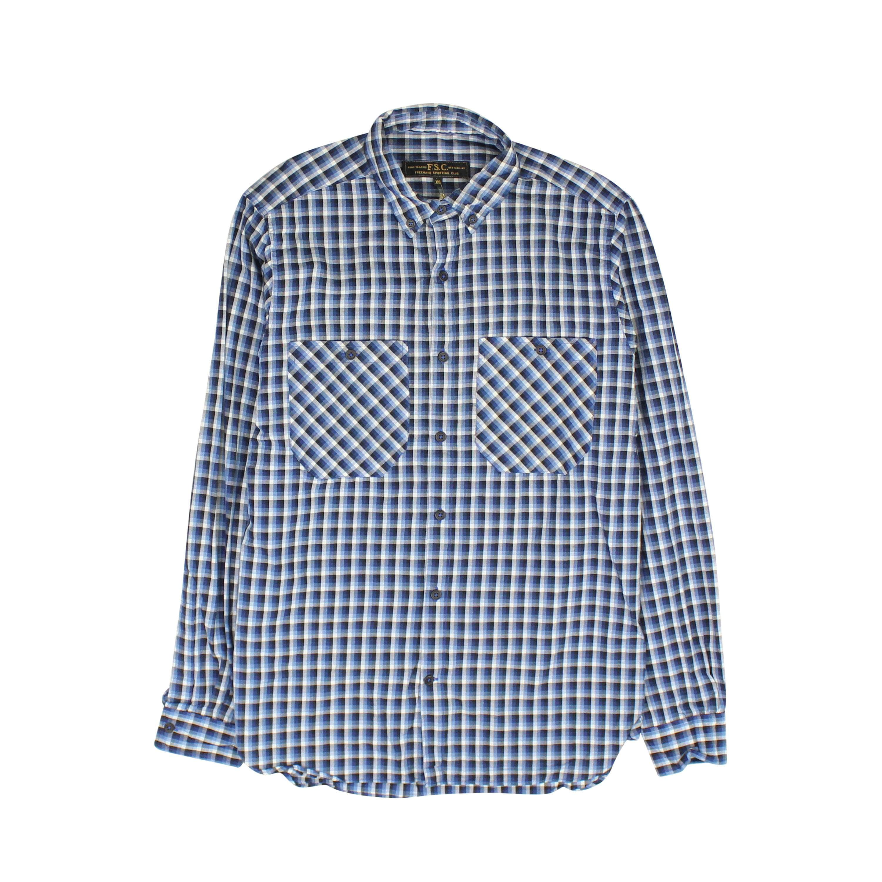 Freeman's Sporting Club FSC-XTPS-0017/M NEW Freeman's Sporting Club Blue Checkered Long Sleeve Shirt Size M $205 FSC-XTPS-0017/M