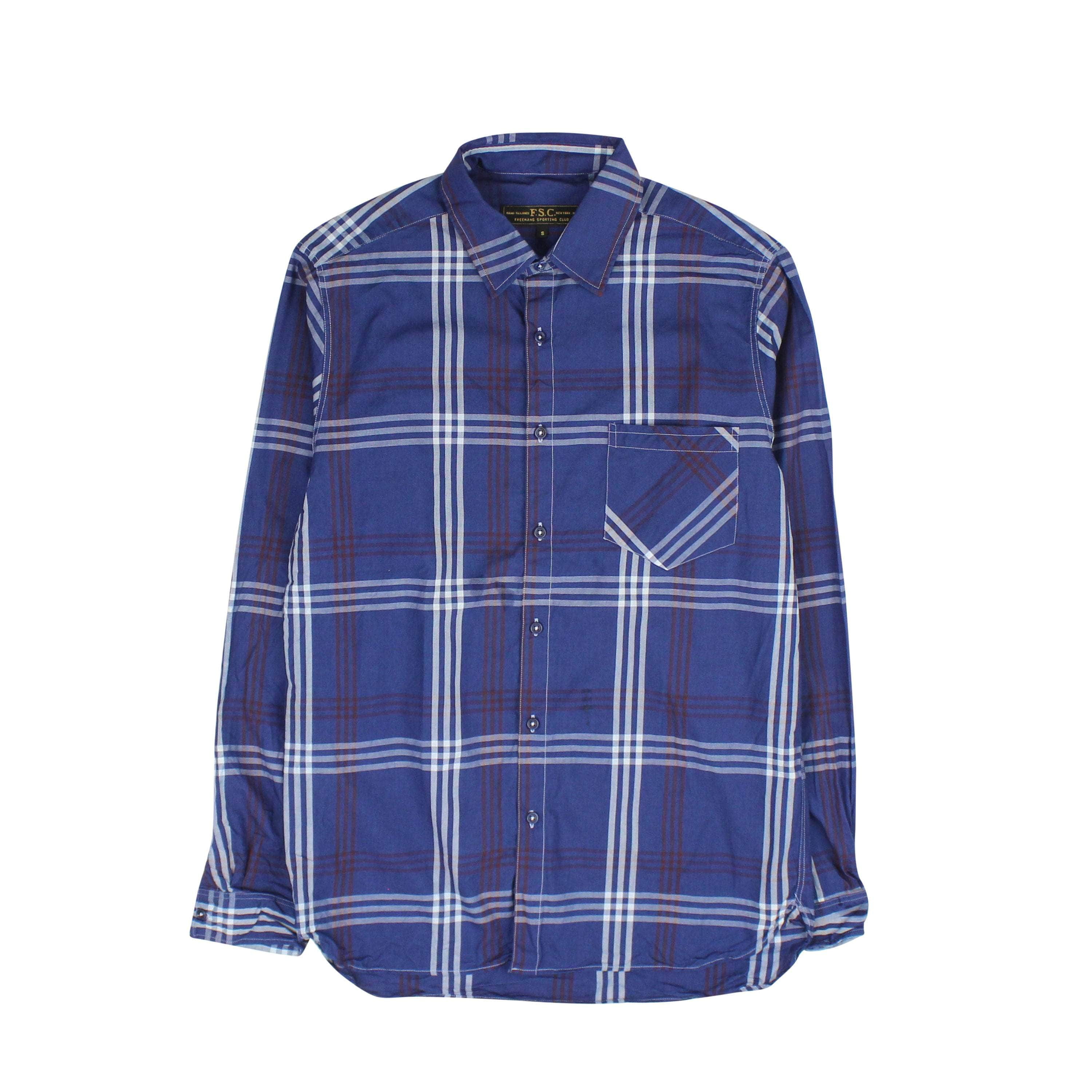 Freeman's Sporting Club FSC-XTPS-0018/XS NEW Freeman's Sporting Club Dark Blue Checkered Shirt Size XS $200 FSC-XTPS-0018/XS