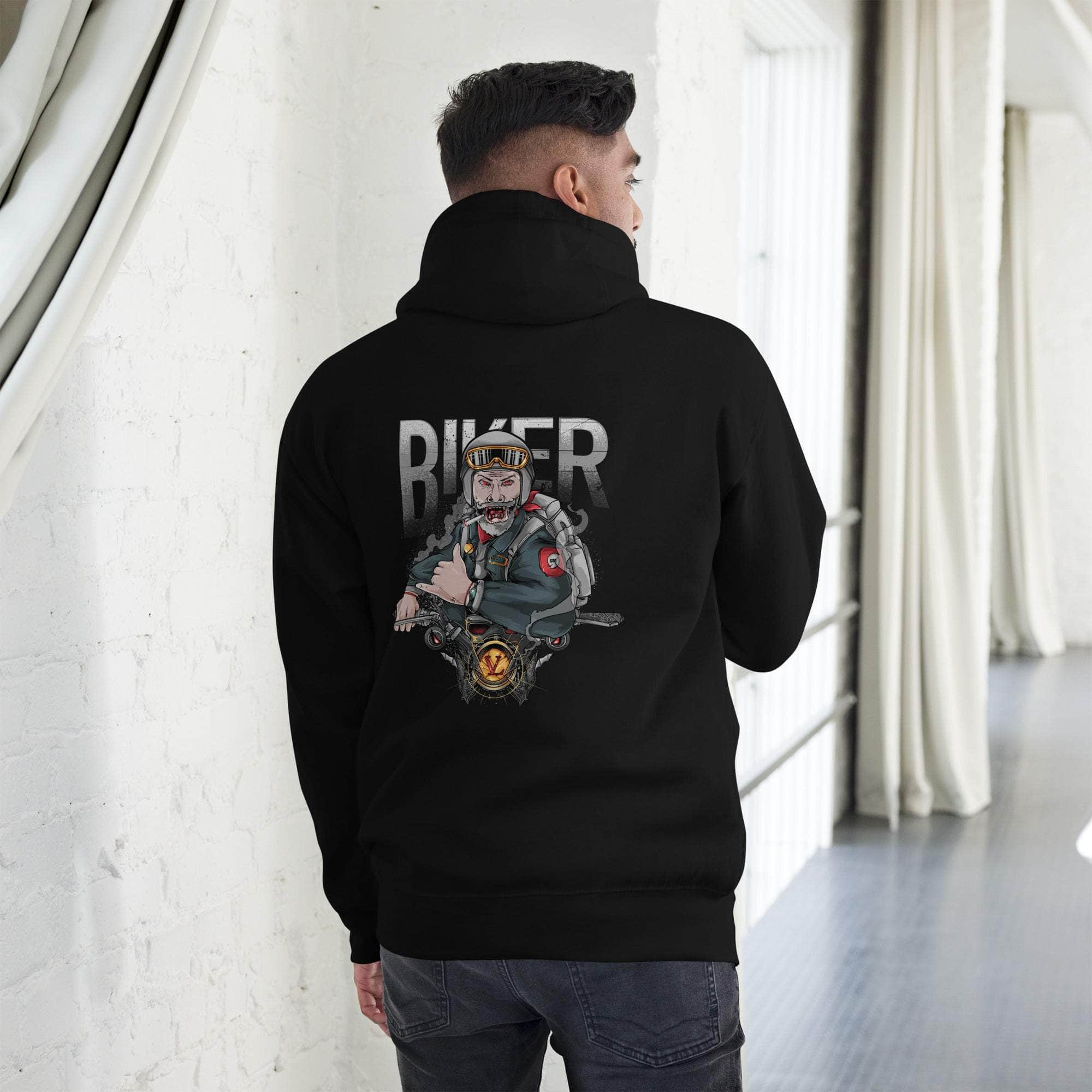 Black best sale biker hoodie