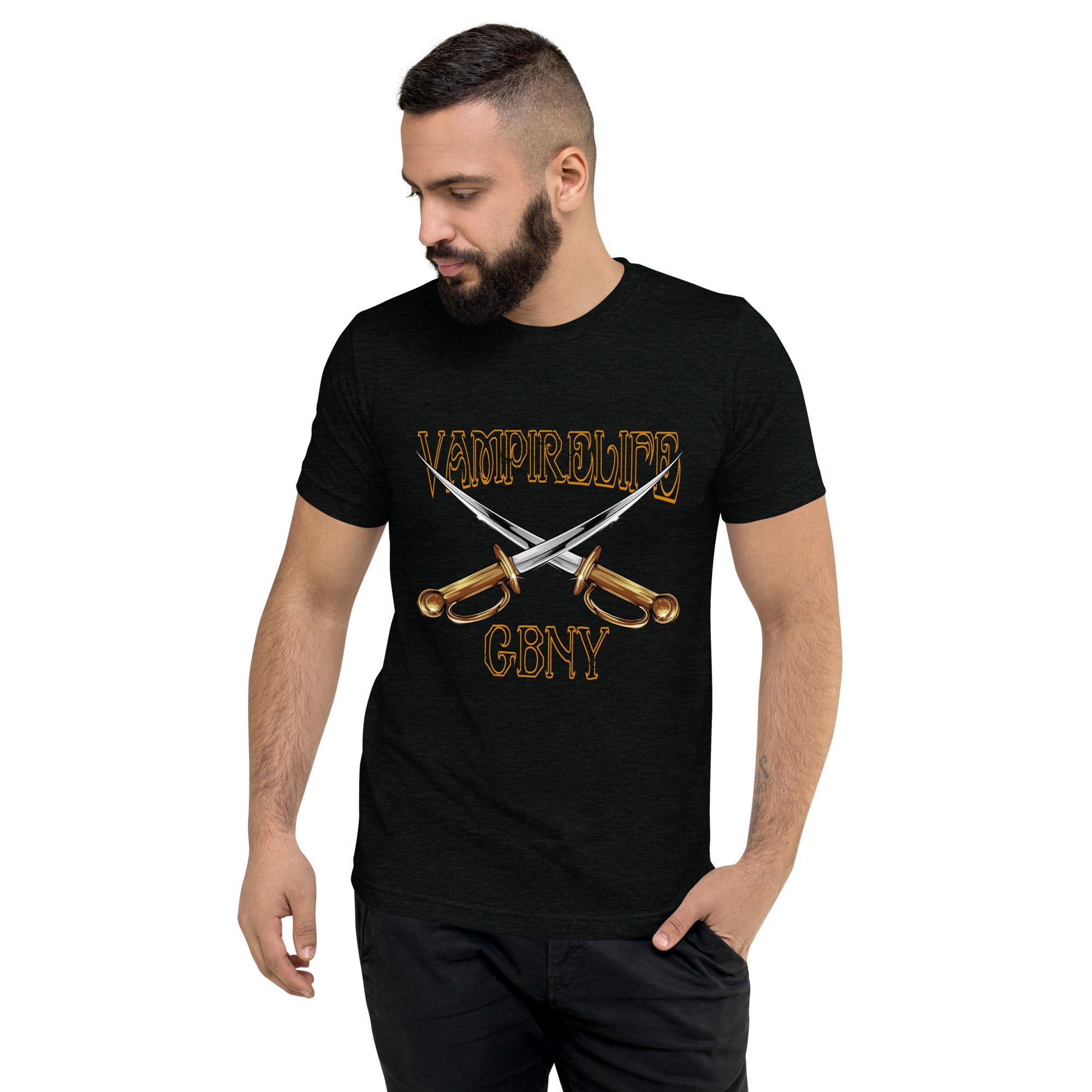 GBNY Solid Black Triblend / XS Vamp Life X GBNY "Cross Swords" T-shirt - Men's 3322256_6584