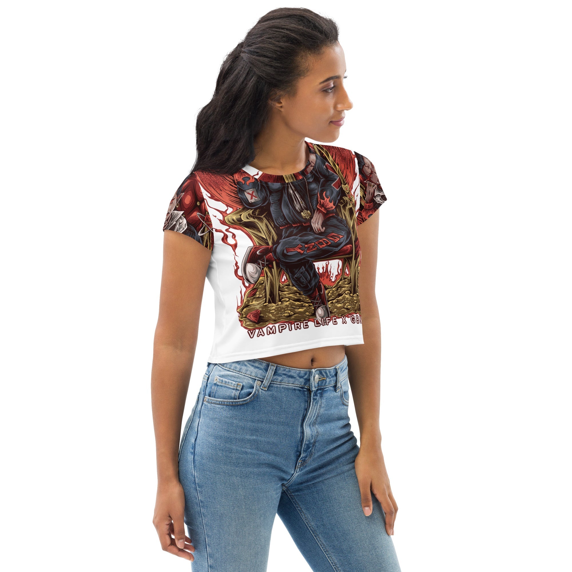 GBNY Vamp Life X GBNY "Vampires Throne" All-Over Print Crop Tee - Women's