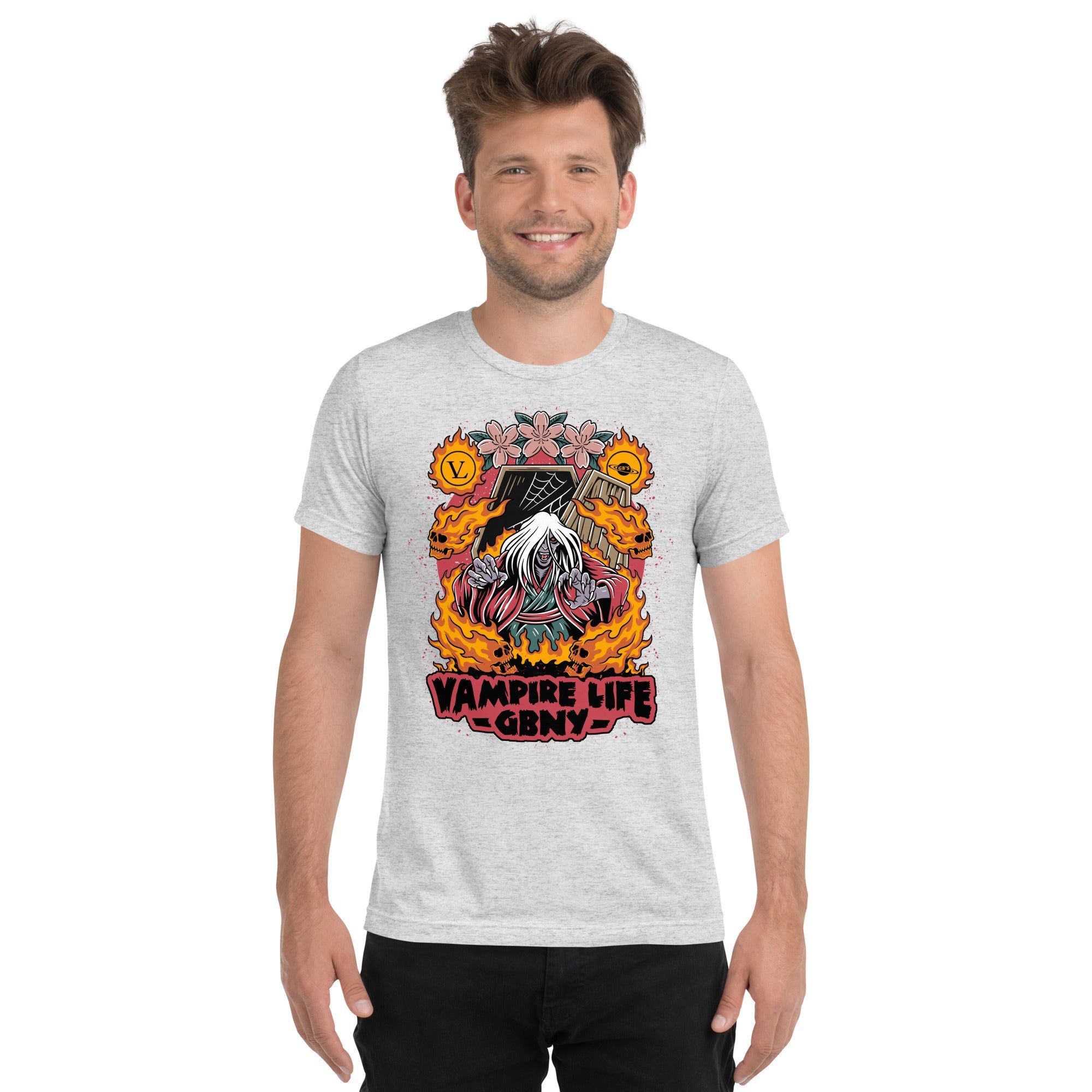 GBNY White Fleck Triblend / XS Vamp Life X GBNY "Fiery Vamp" T-shirt - Men's 5897136_6608