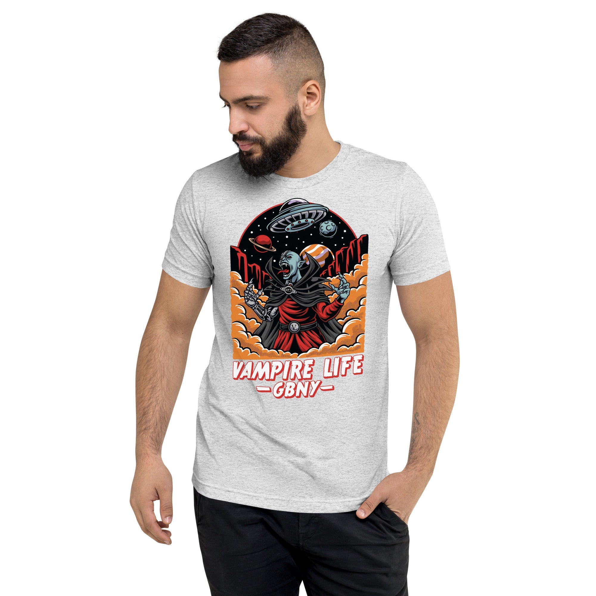 GBNY White Fleck Triblend / XS Vamp Life X GBNY "Space Vampire" T-shirt - Men's 3872353_6608