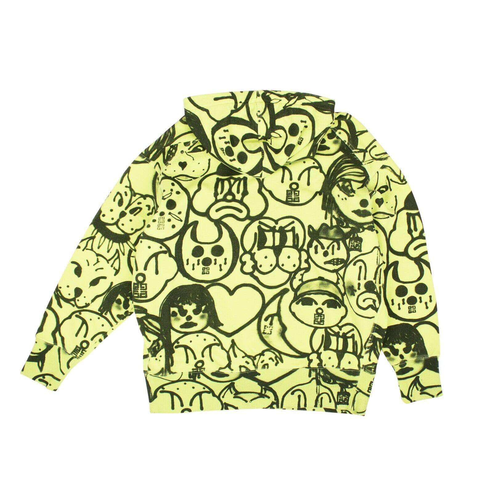 Givenchy 1000-2000, channelenable-all, chicmi, couponcollection, gender-mens, givenchy, main-clothing, mens-shoes, size-xxs XXS Fluorescent Green Cotton Allover Family Hoodie GVN-XHDS-0006/XXS GVN-XHDS-0006/XXS