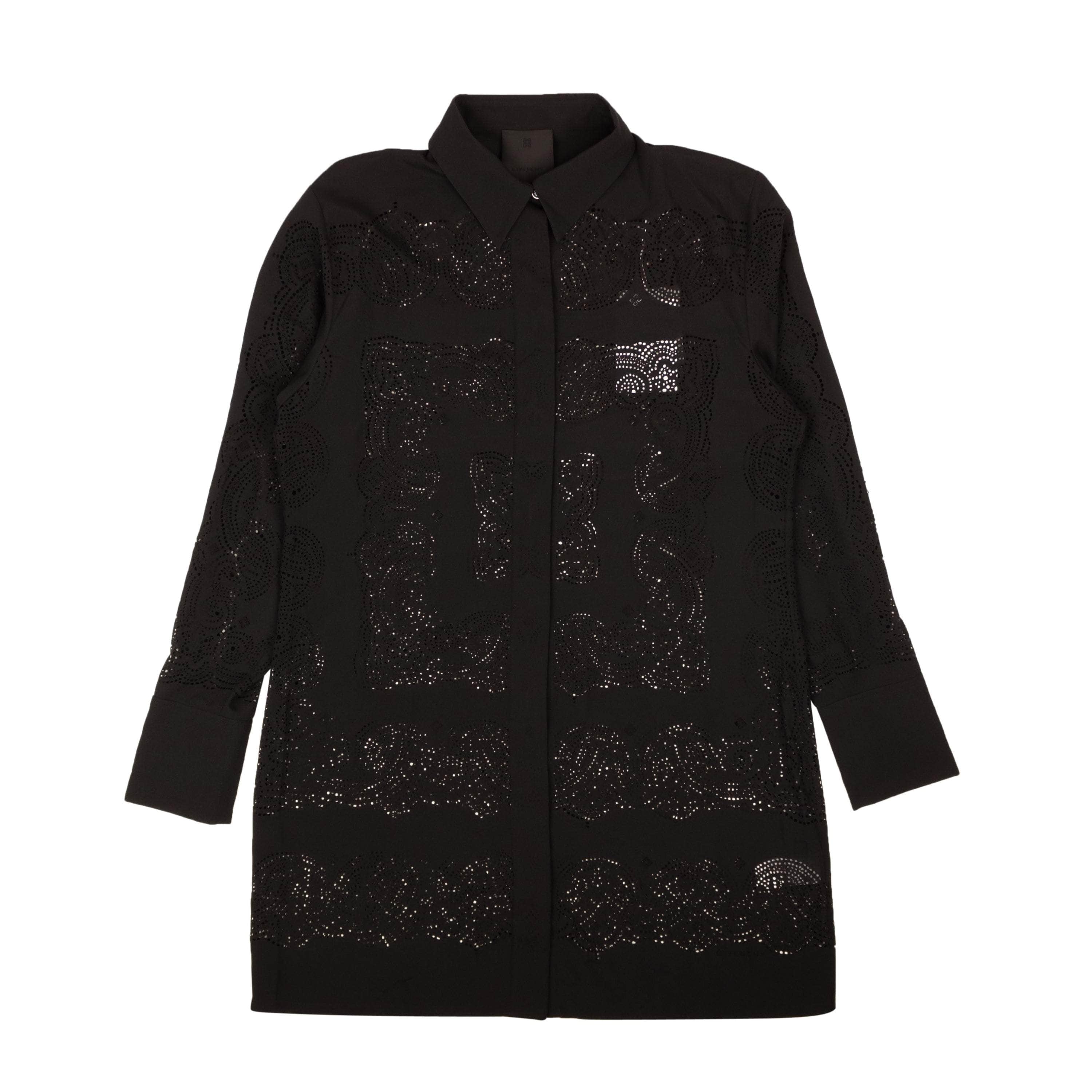 Givenchy 1000-2000, channelenable-all, chicmi, couponcollection, gender-womens, givenchy, main-clothing, size-40, size-42, womens-formal-dresses Black Perforated Bandana Shirt Dress