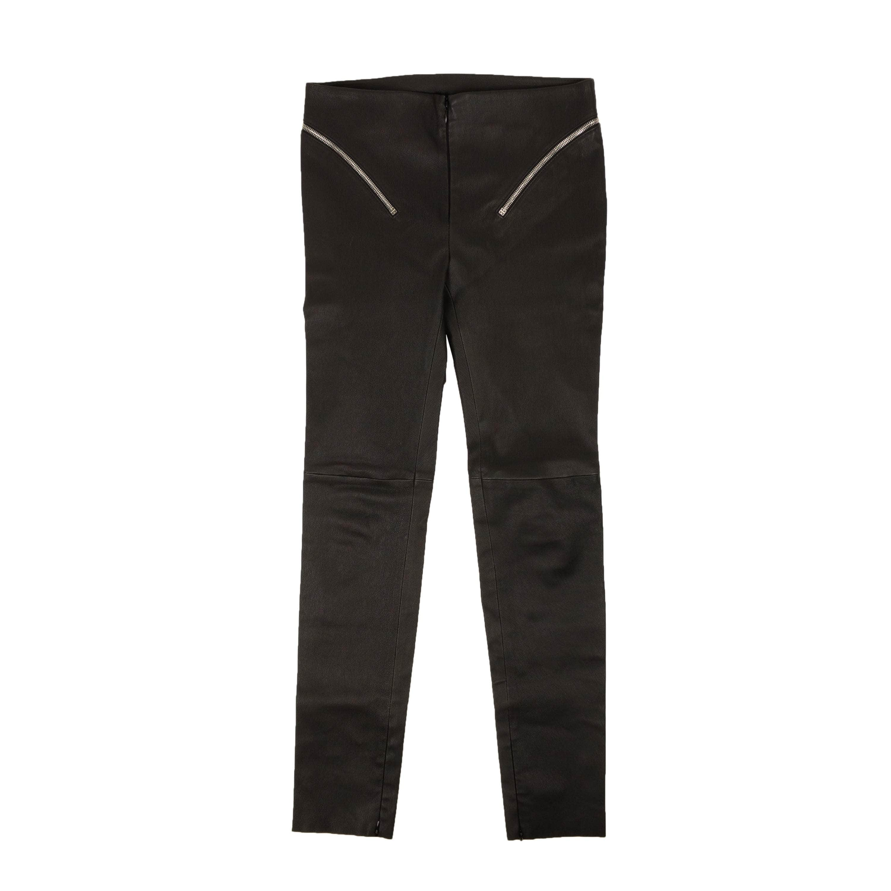 Givenchy GVN-XBTM-0001/38 NWT GIVENCHY Black Leather Zip Detail Pants Size 2/38 $2598 GVN-XBTM-0001/38