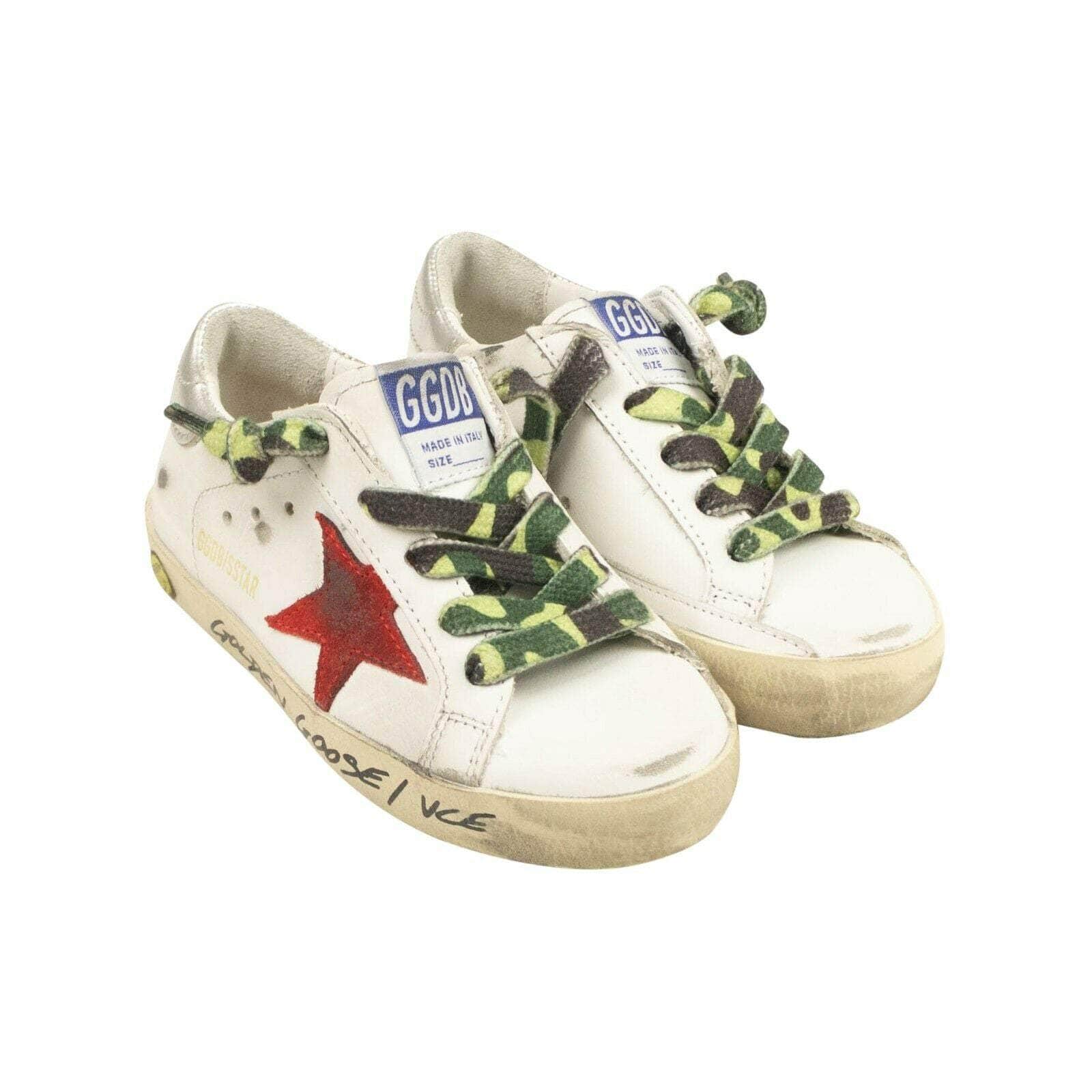 Golden Goose 250-500, channelenable-all, chicmi, childrens-shoes, couponcollection, gender-womens, main-shoes, size-26 White JB Leather Camo Lace Super Star Sneakers