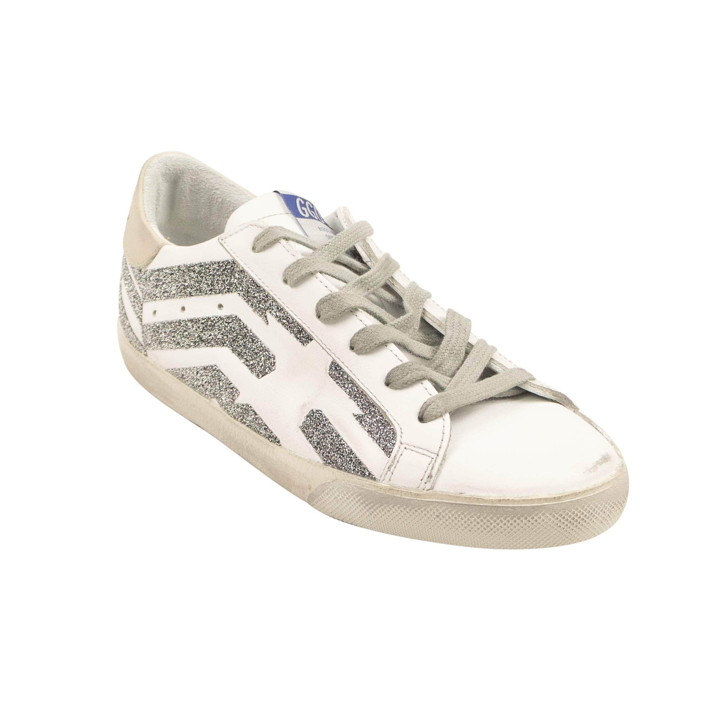 Golden Goose 500-750, channelenable-all, chicmi, couponcollection, gender-womens, main-shoes, size-36, size-37, size-40, size-41 Silver Crystal Leopard Horsy Star Sneakers