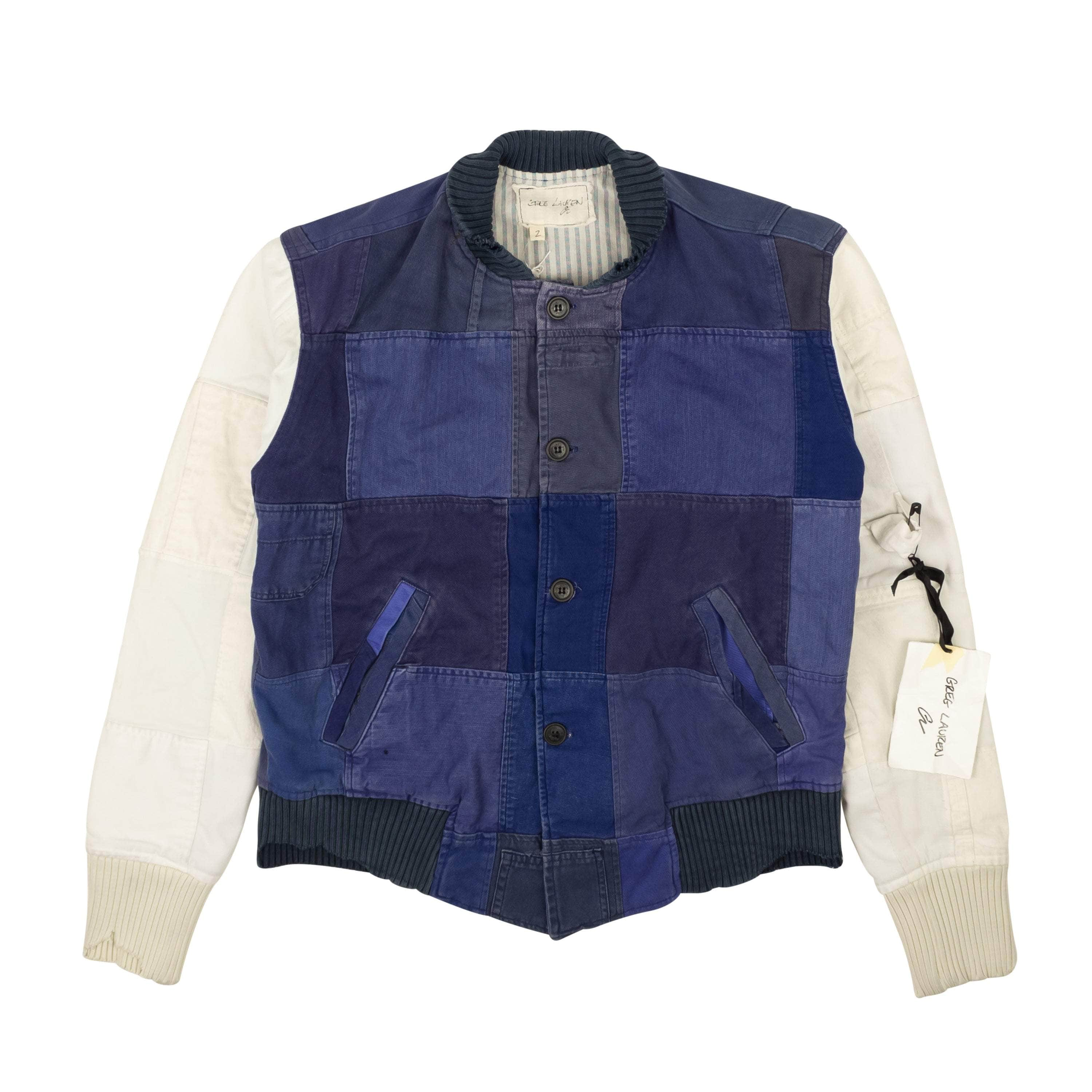 Greg Lauren 95-GLN-0001/2 NWT GREG LAUREN Blue French Artist Scrapwork Varsity Jacket Size 2 $3655 95-GLN-0001/2