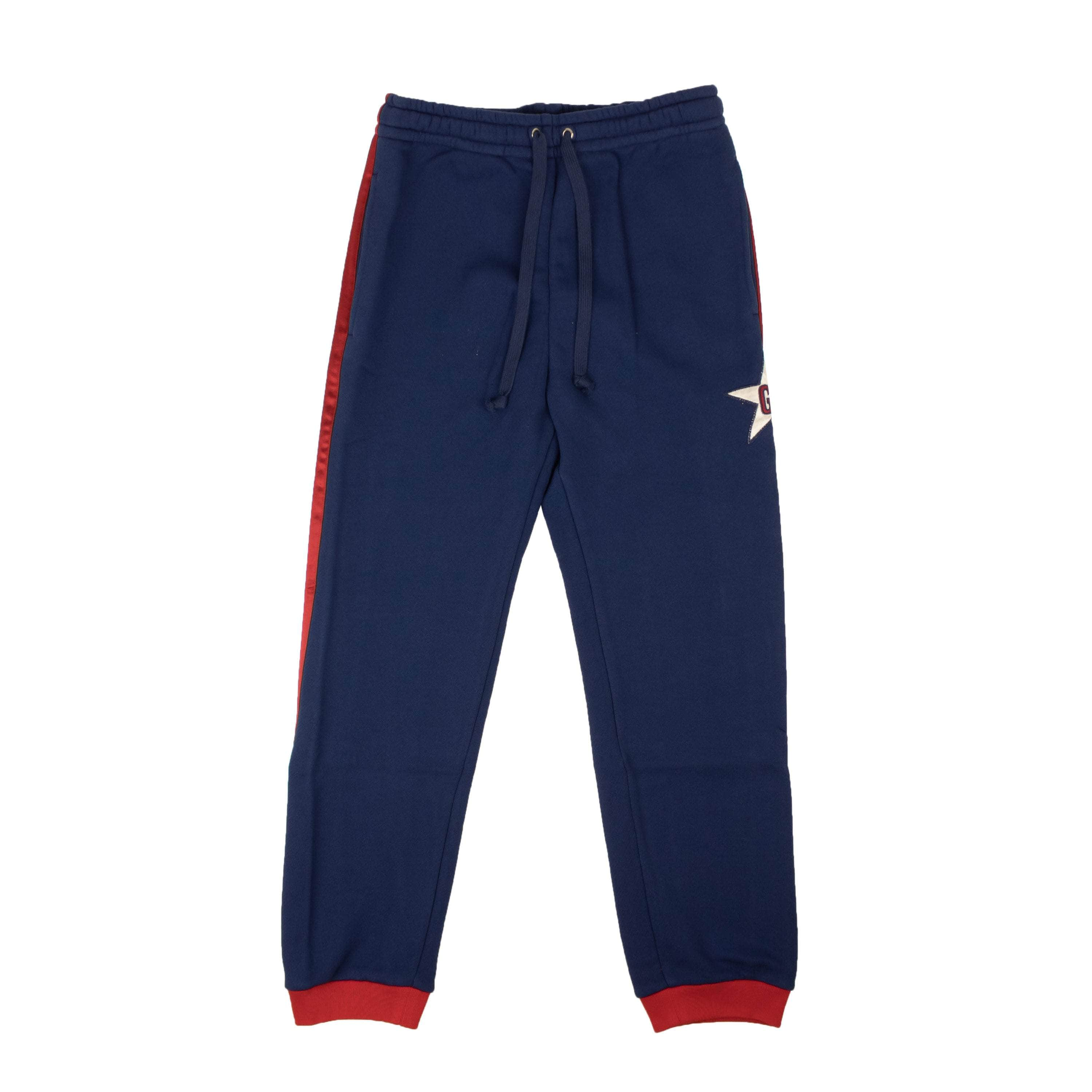 Gucci GUC-XBTM-0001/M NWT GUCCI Navy Blue Star Side Stripe Jogging Pants Size M $980 GUC-XBTM-0001/M