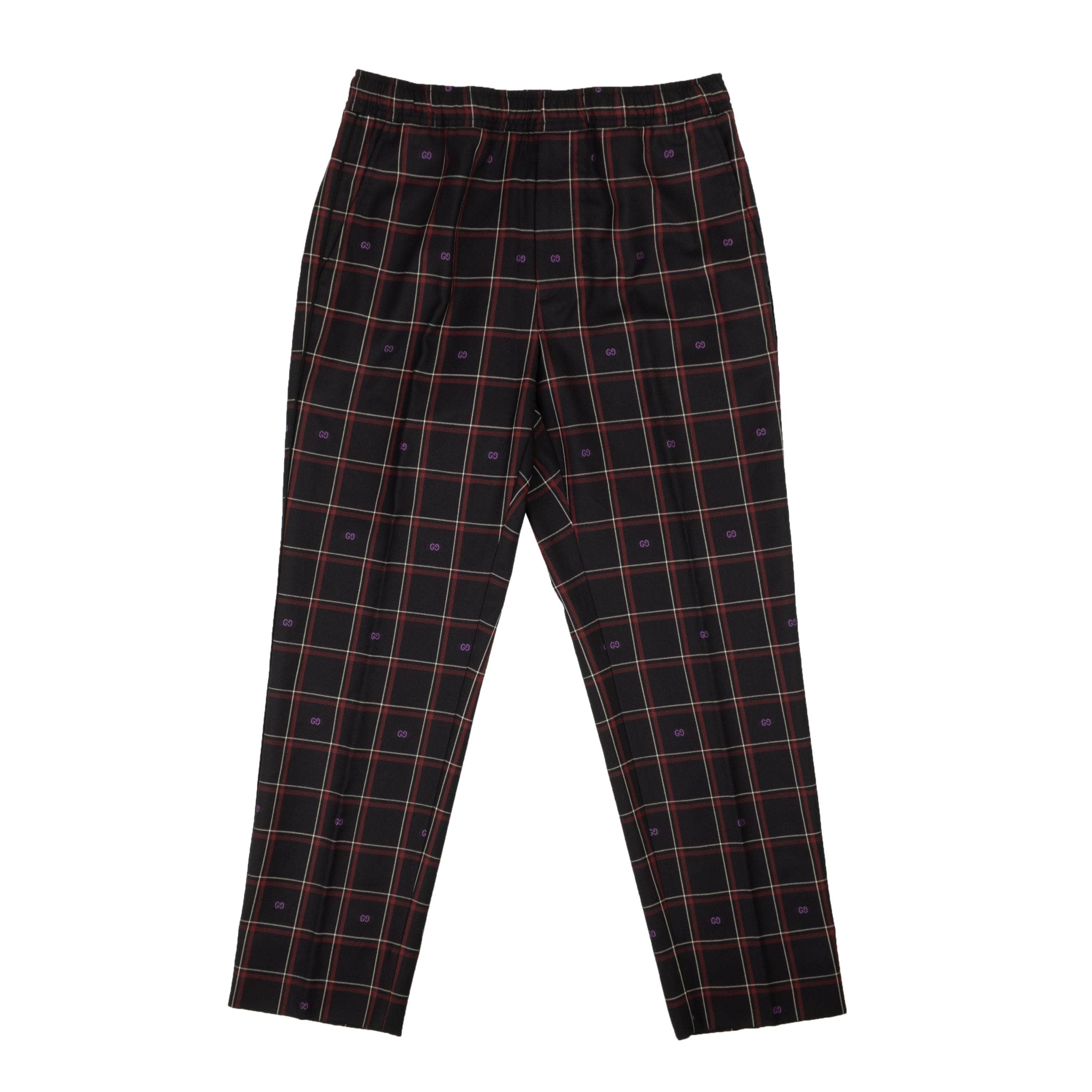 Gucci GUC-XBTM-0004/50 NWT GUCCI Navy Blue & Burgundy Plaid Wool Pants Size 50 $1350 GUC-XBTM-0004/50