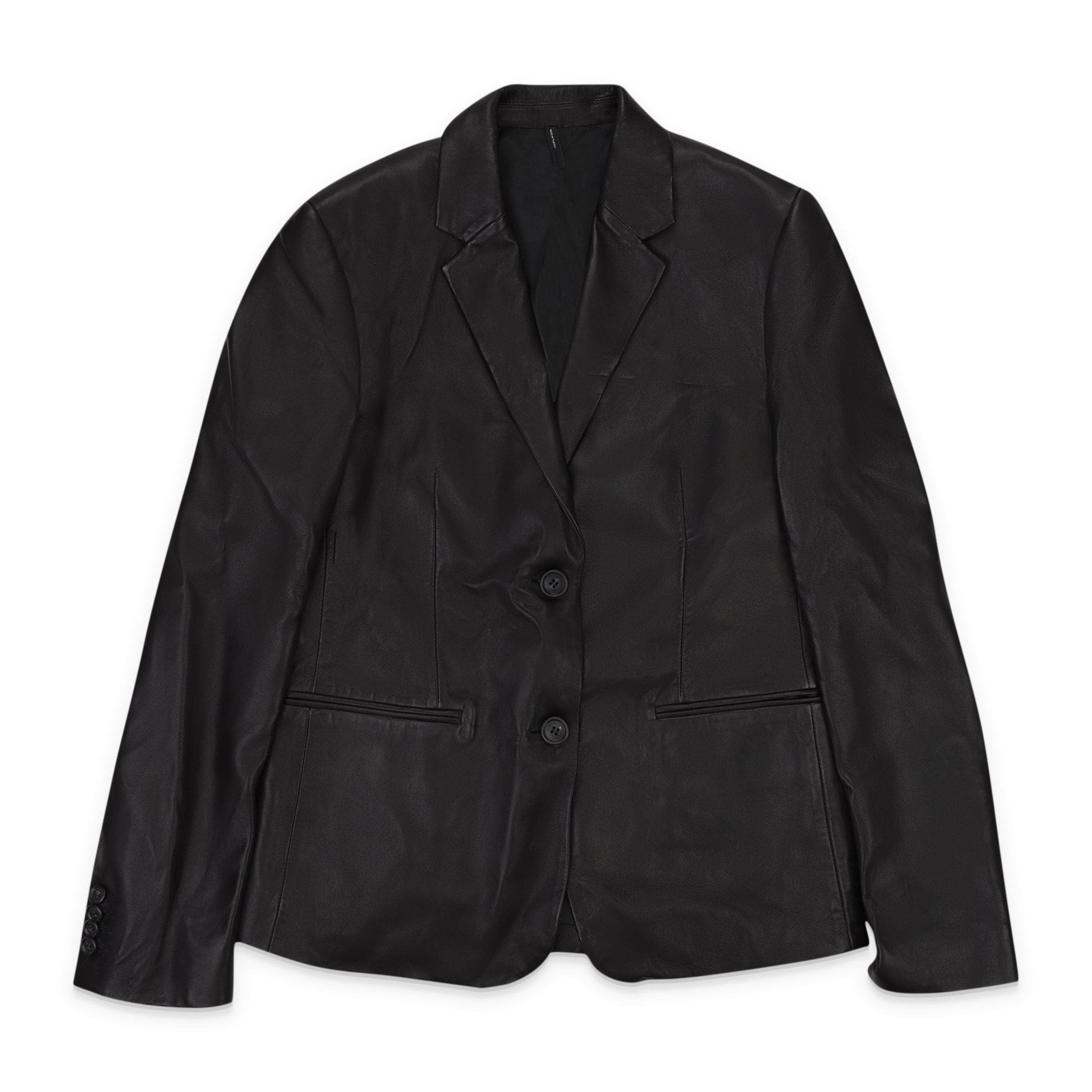 Helmut Lang 95-HLM-0008/8 NWT HELMUT LANG ONYX LEATHER BLAZER SIZE 8 $1095 95-HLM-0008/8