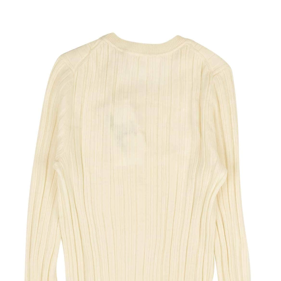 Helmut Lang channelenable-all, chicmi, couponcollection, gender-womens, helmut-lang, main-clothing, MixedApparel, size-s, size-xs, under-250, womens-pullover-sweaters XS Ivory Ribbed Crewneck Wool Sweater 95-HLM-1039/XS 95-HLM-1039/XS