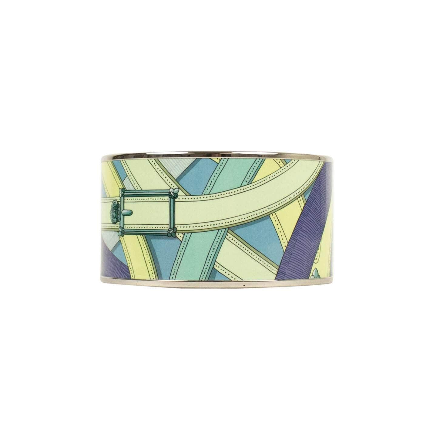 HERMES 250-500, channelenable-all, chicmi, couponcollection, gender-womens, main-accessories, SPO OS Blue And Green 'Cavalcadour' Design Extra Wide Bangle Bracelet 69LE-3203 69LE-3203