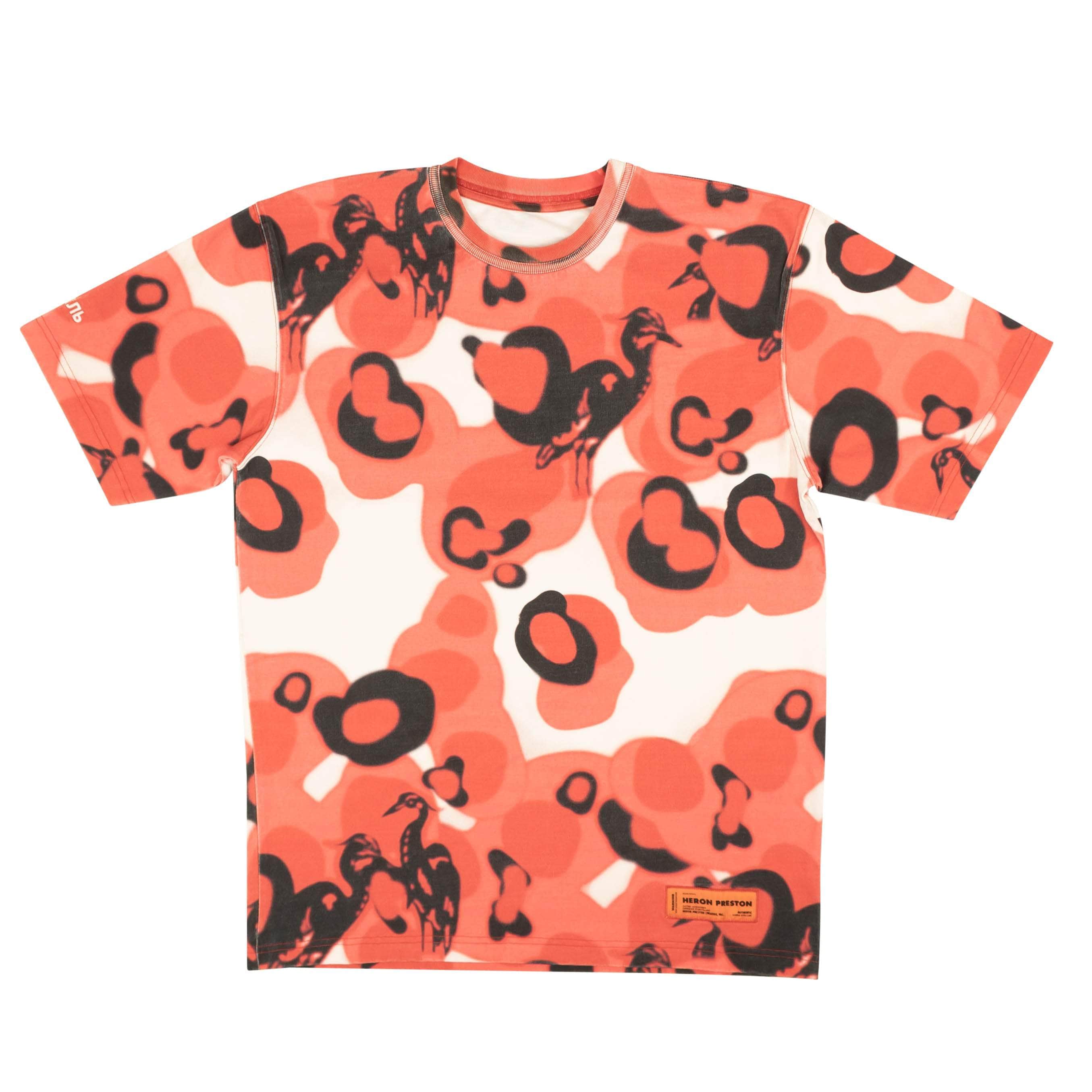 Heron Preston 250-500, channelenable-all, chicmi, couponcollection, gender-mens, heron-preston, main-clothing, mens-shoes, size-m, size-s S Red Washed Camo Short Sleeve T-Shirt 95-HRP-1007/S 95-HRP-1007/S