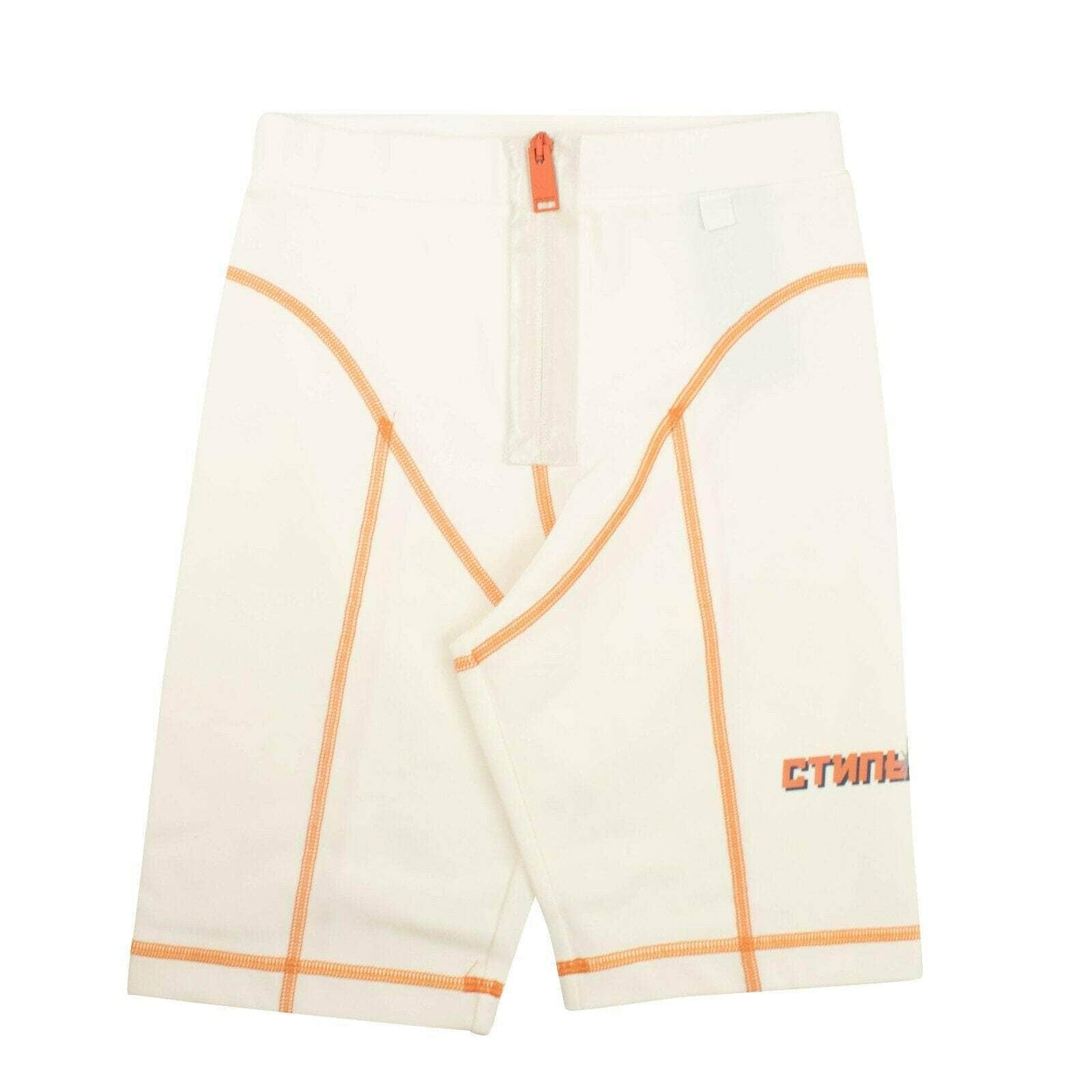 Heron Preston 82NGG-HP-1194/XS NWT HERON PRESTON White Orange Stitch Biker Shorts Size XS $530 82NGG-HP-1194/XS