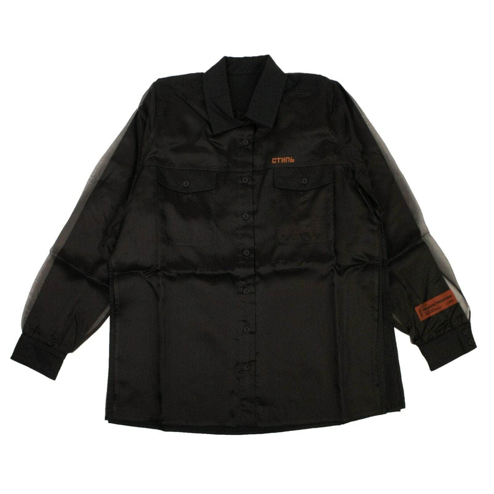 Heron Preston 82NGG-HP-1216/S NWT HERON PRESTON Black Double Layer Silk Shirt Size S $735 82NGG-HP-1216/S