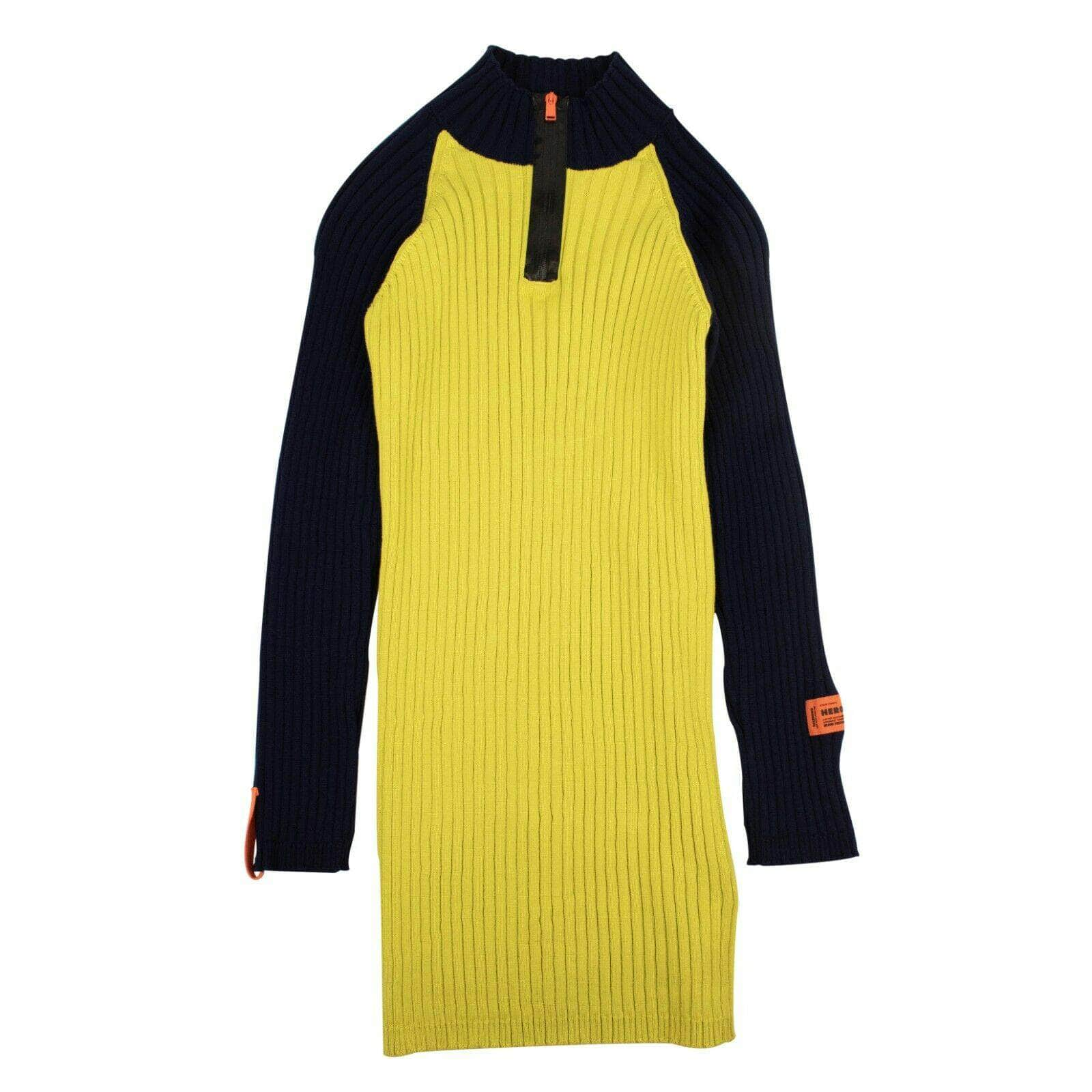 Heron Preston 82NGG-HP-1235/S NWT HERON PRESTON Navy/Yellow Ribbed Knit Dress Size S $650 82NGG-HP-1235/S