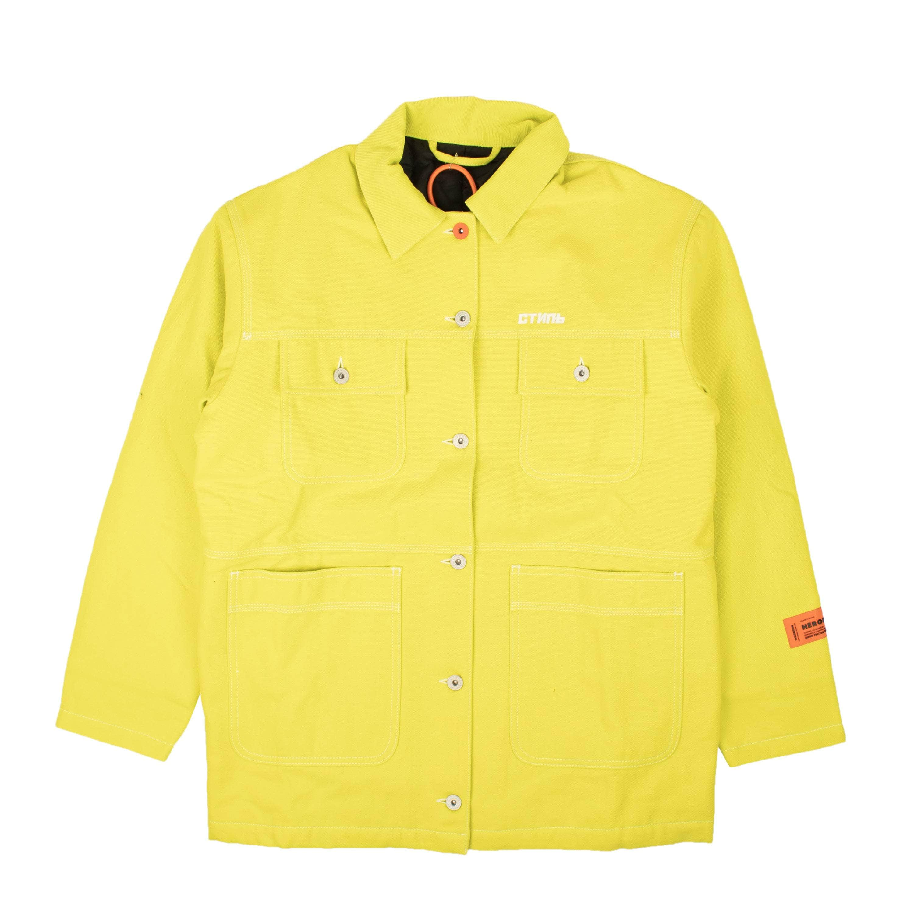 Heron Preston HRP-XOTW-0001/XS NWT HERON PRESTON Yellow Canavs Worker Logo Jacket Size XS $985 HRP-XOTW-0001/XS