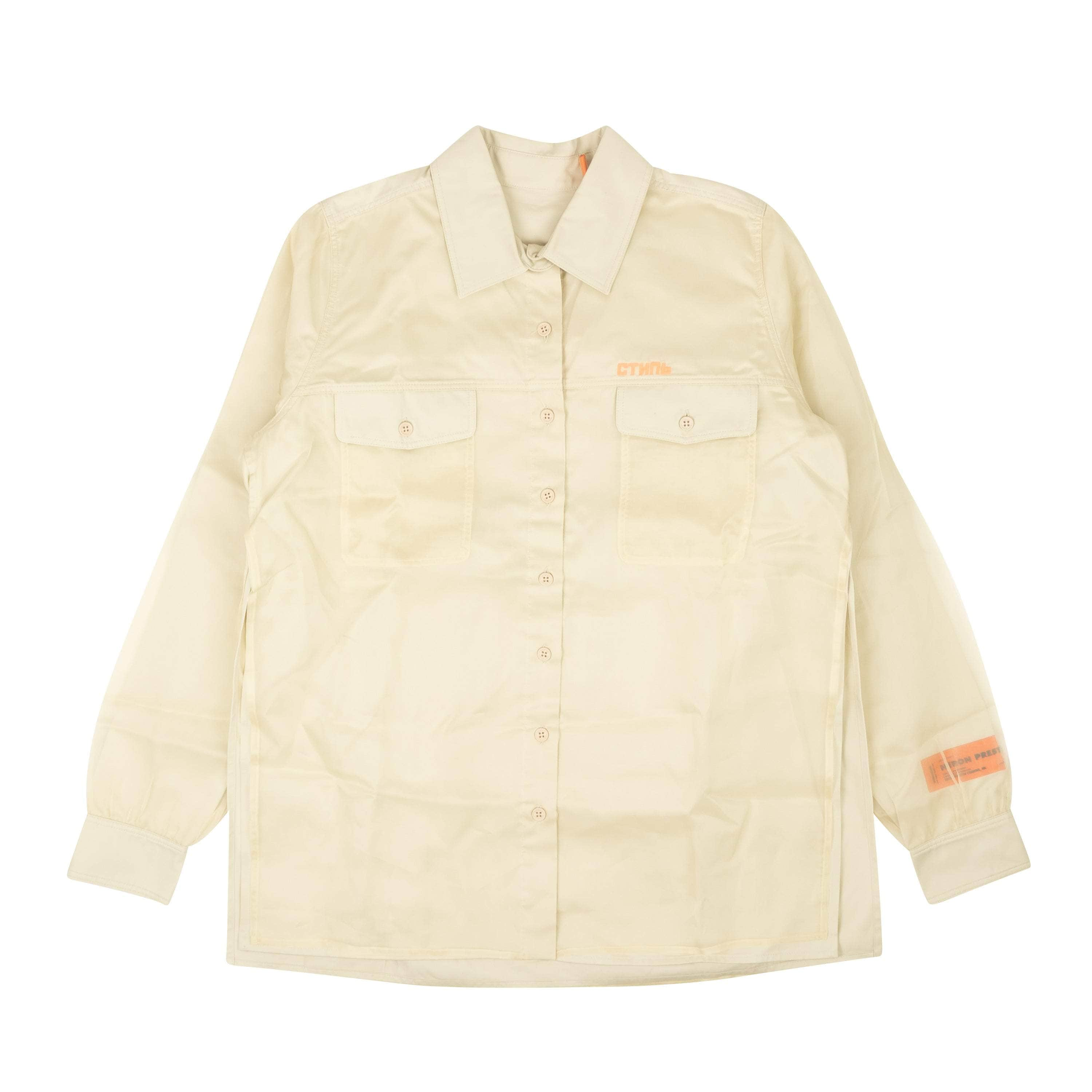 Heron Preston HRP-XTPS-0001/S NWT HERON PRESTON Beige Silk Overlay Double Layer Blouse Size S $735 HRP-XTPS-0001/S