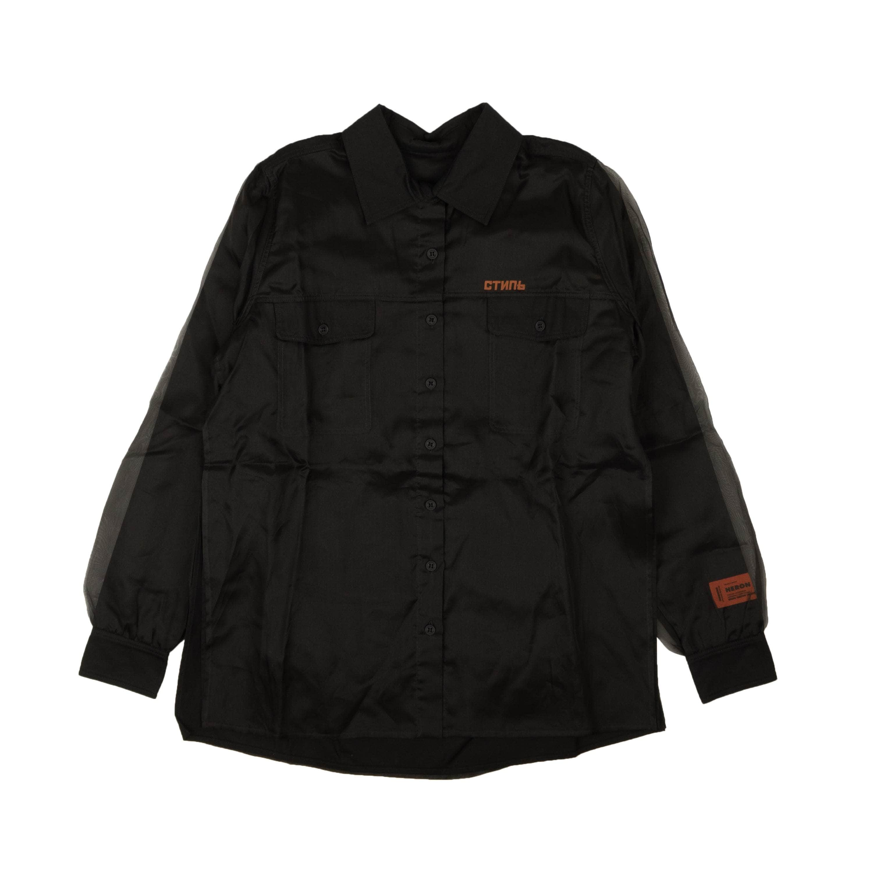 Heron Preston HRP-XTPS-0003/S NWT HERON PRESTON Black Double Layer Button Down Blouse Size S $735 HRP-XTPS-0003/S