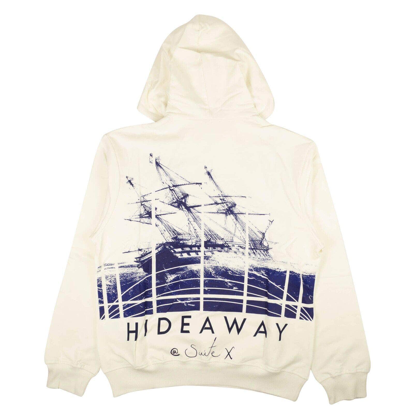 HIDEAWAY channelenable-all, chicmi, couponcollection, gender-mens, main-clothing, shop375 White Logo Blue Print Pullover Hoodie