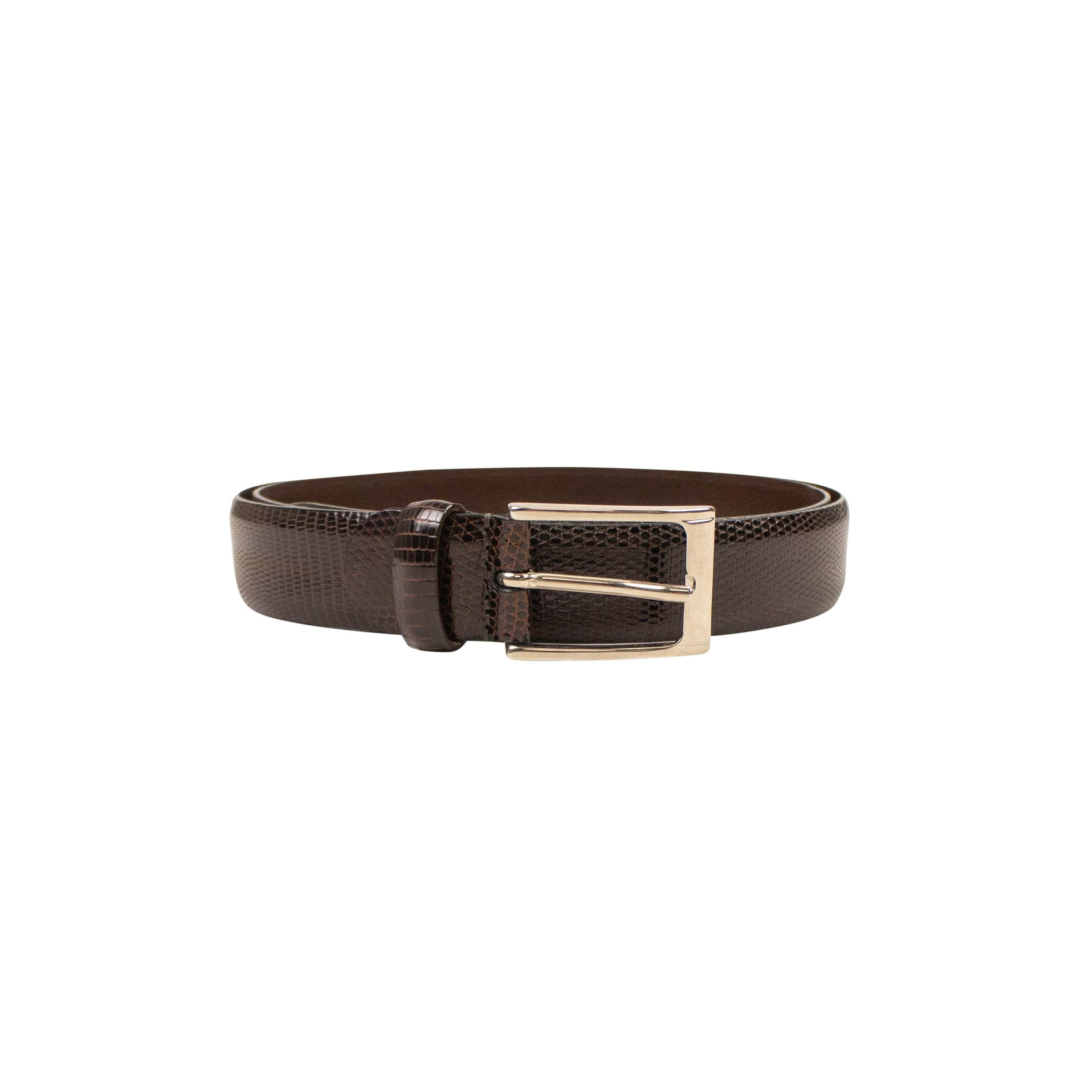 Isaia ISA-XACC-0001/120 NWT Isaia Brown Lizard Belt Size 120 $1100 ISA-XACC-0001/120