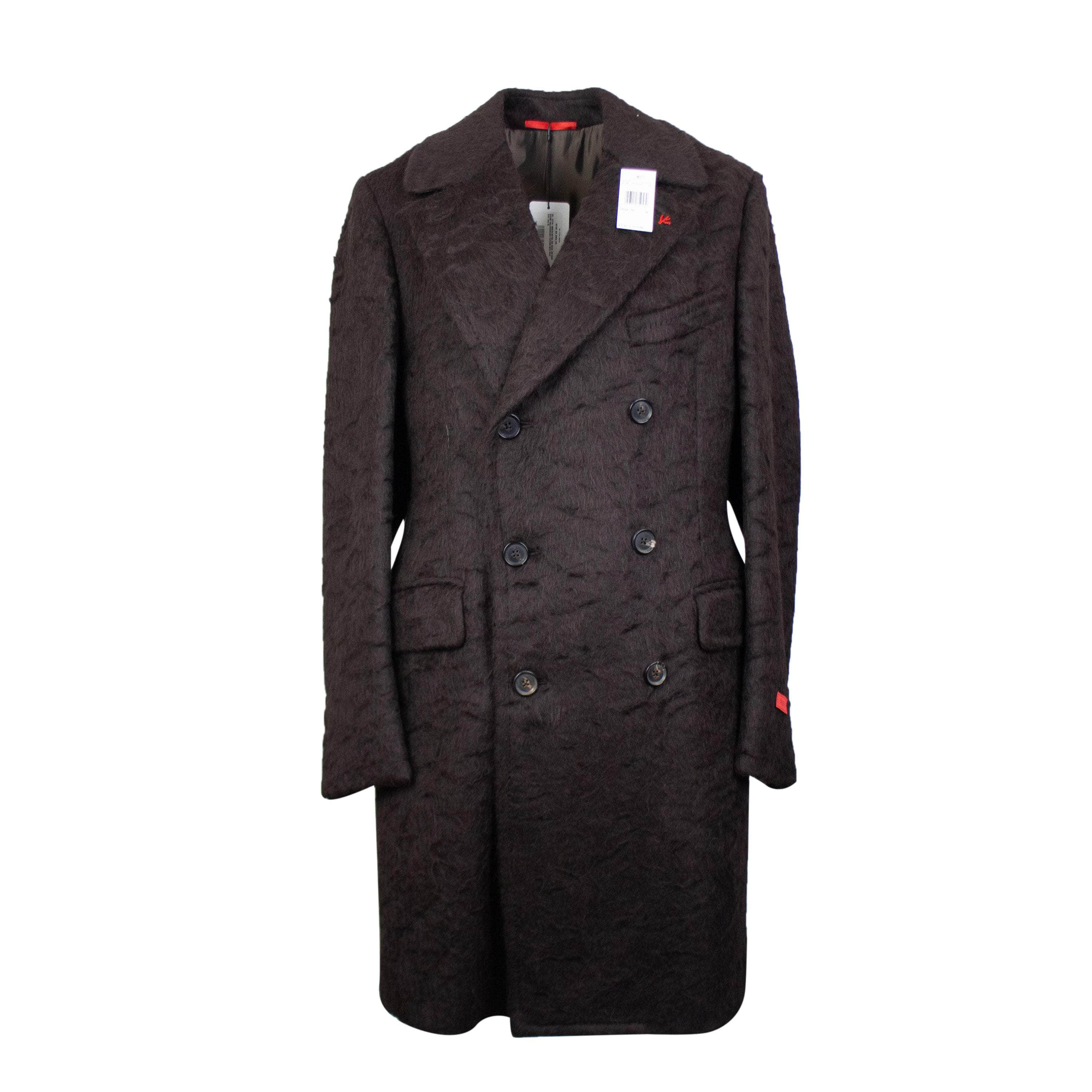 Isaia ISA-XOTW-0004/50 NWT ISAIA Dark Brown Shearling Texture With Back Vent Coat Size 50 $7000 ISA-XOTW-0004/50