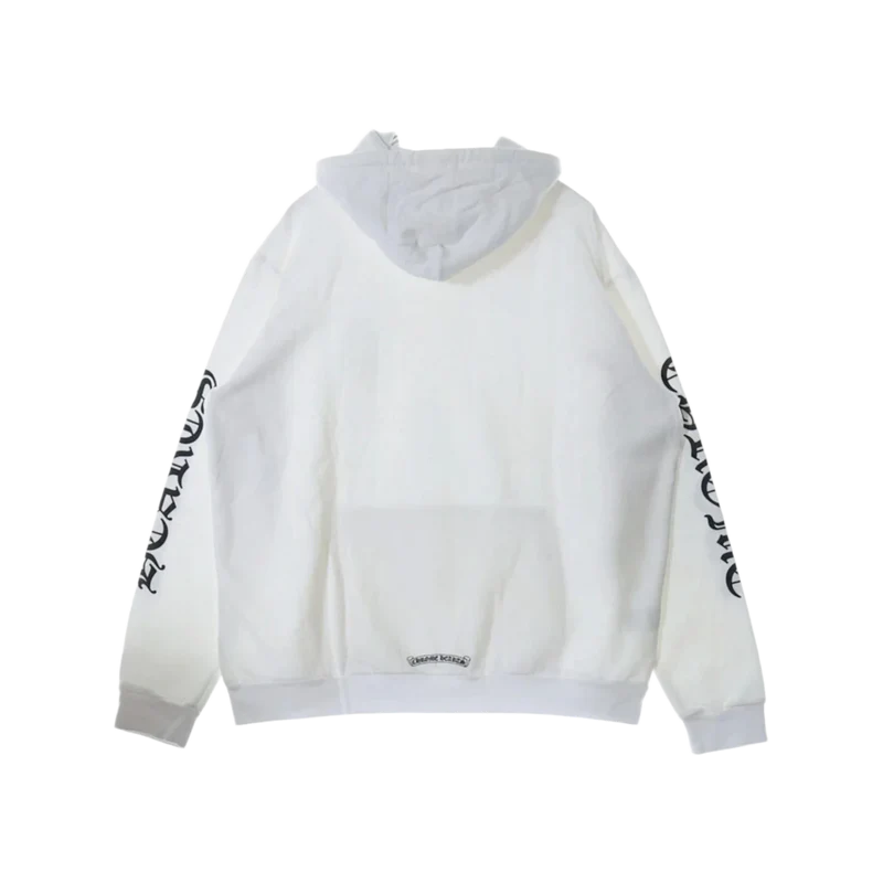 Chrome Hearts 'Vertical Logo Silver Foil' White Hoodie