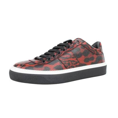 Jimmy Choo 59J-41/41 JIMMY CHOO 'Portman' Red/Black Leather Lace-Up Low-Top Sneakers Size 8 US 41 EU 59J-41/41