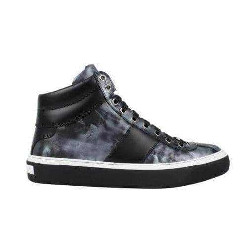 Jimmy Choo Sneakers 8 US Leather Hi-Top Sneakers - Gray / Black 59J-44/41 59J-44/41