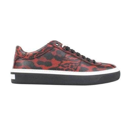 Jimmy Choo Sneakers 8 US Portman Leather Lace-Up Low-Top Sneakers - Red / Black 59J-41/41 59J-41/41