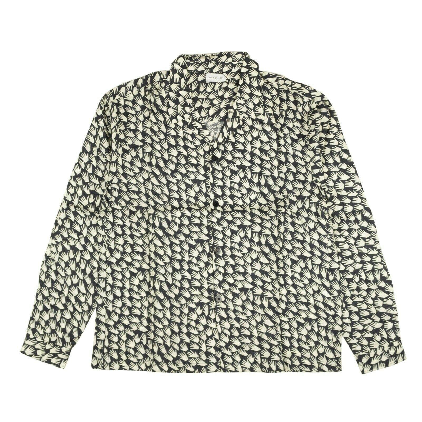 John Elliott 95-JEL-1113/S NWT JOHN ELLIOTT Cadet X Ivory Handprint Button Down Shirt Size S $498 95-JEL-1113/S