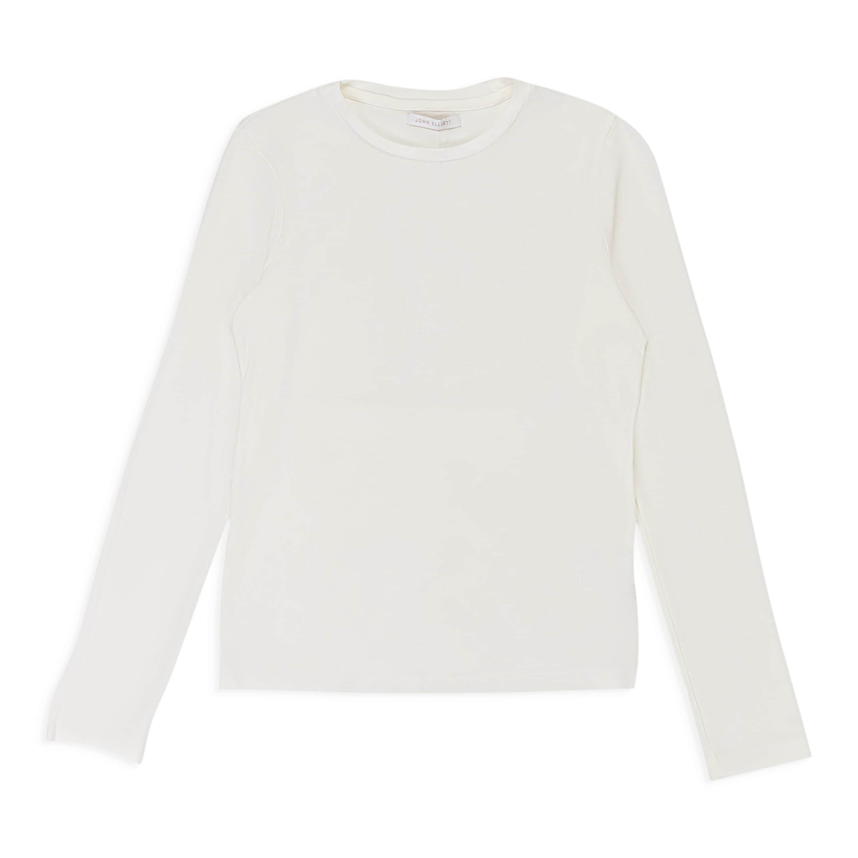 John Elliott 95-JEL-1172/0 NWT JOHN ELLIOTT Chalk White Long Sleeve High Twist T-Shirt Size 0/36 $168 95-JEL-1172/0