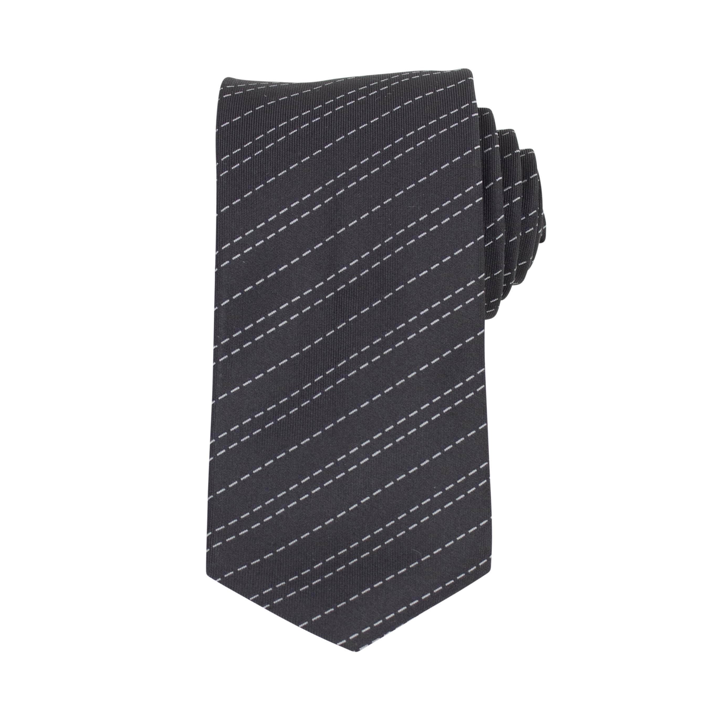 John Lobb Ties Silk Striped Neck Tie - Black 54LE-1503 54LE-1503