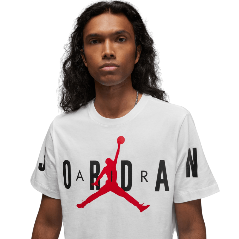 Men s Jordan Air Stretch T Shirt White Black Gym Red XL