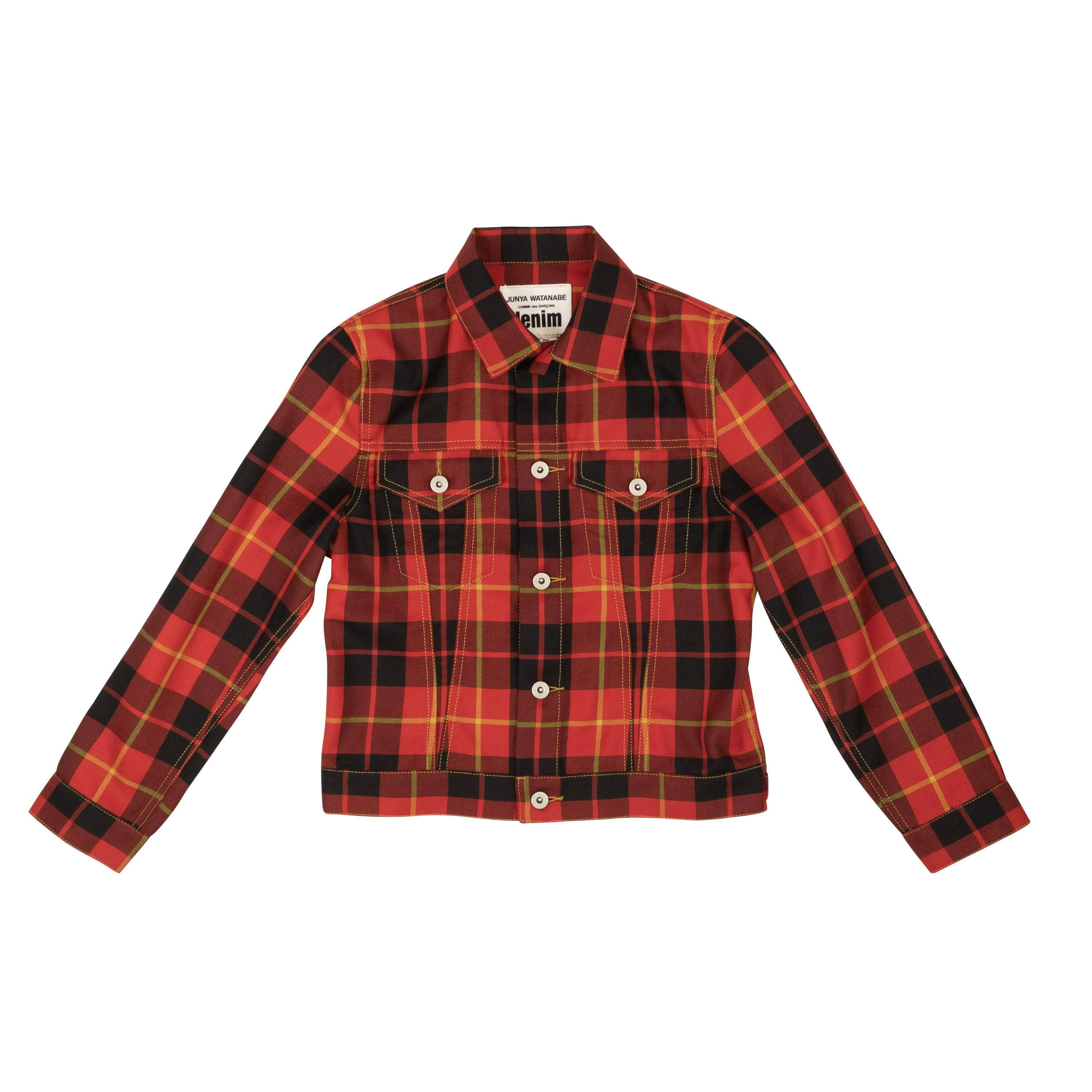 Junya Watanabe 95-JWB-0011/XS NWT JUNYA WATANABE Red Tartan Denim Overshirt Size XS $850 95-JWB-0011/XS