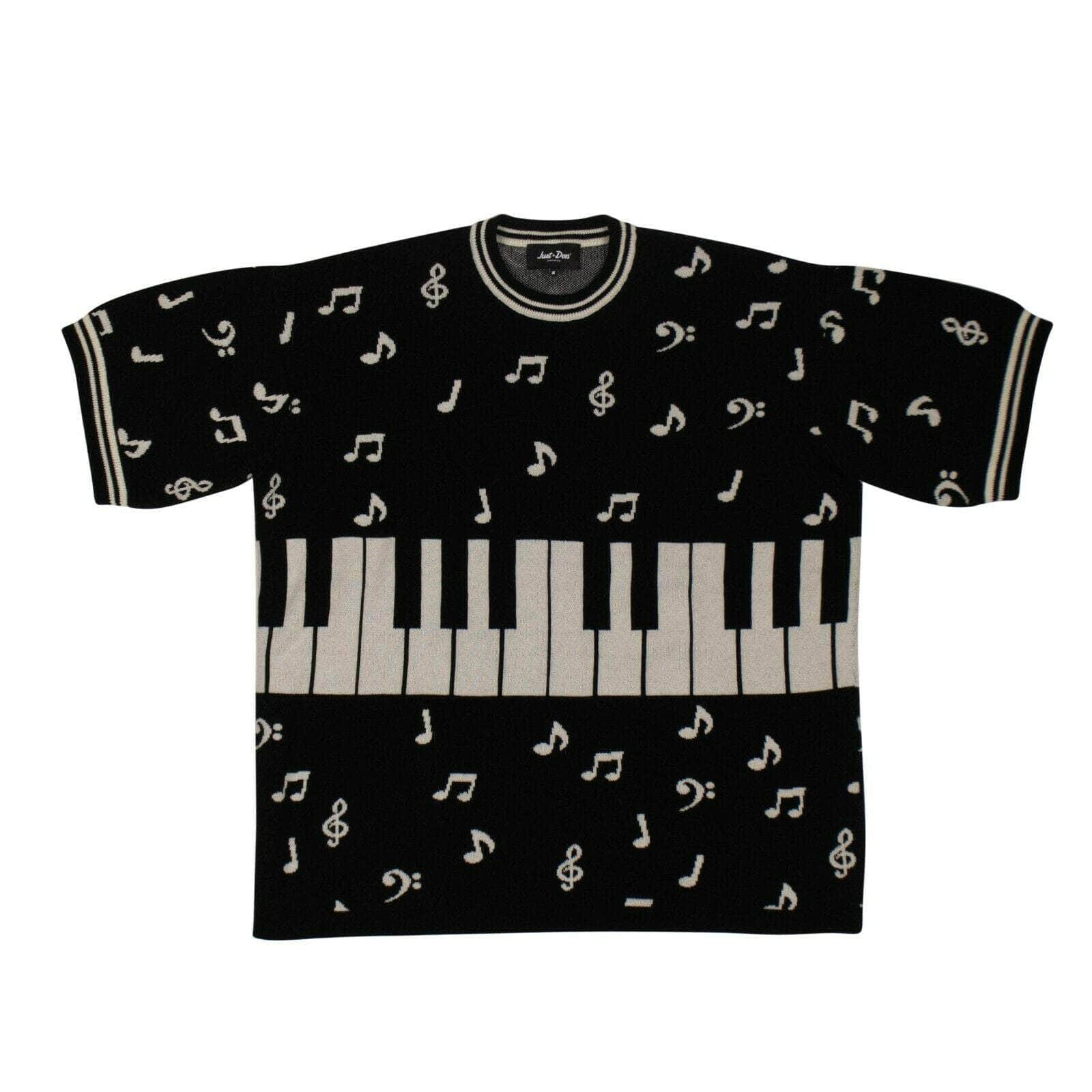 Just Don 69LE-1801/S NWT JUST DON Black 'Piano Note' Short Sleeves Crew Tee Sweater Size S $900 69LE-1801/S