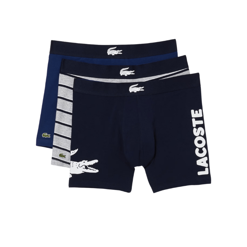 Lacoste Long Stretch Cotton Boxer Brief 3-Pack - Men's